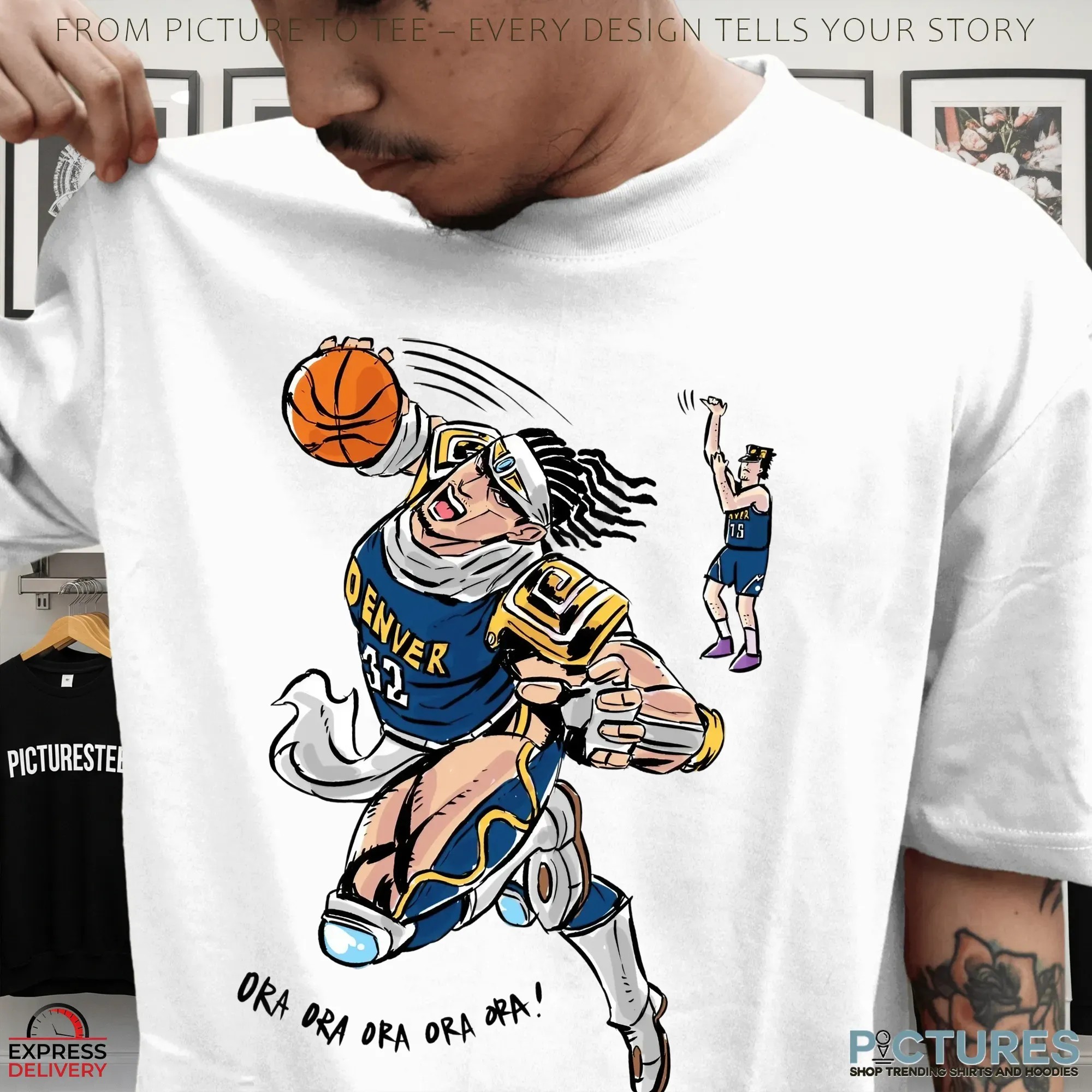 Nikola Jokić Vs Aaron Gordon Denver Nuggets NBA Ora Ora Ora Ora Ora Anime Graphic T Shirt