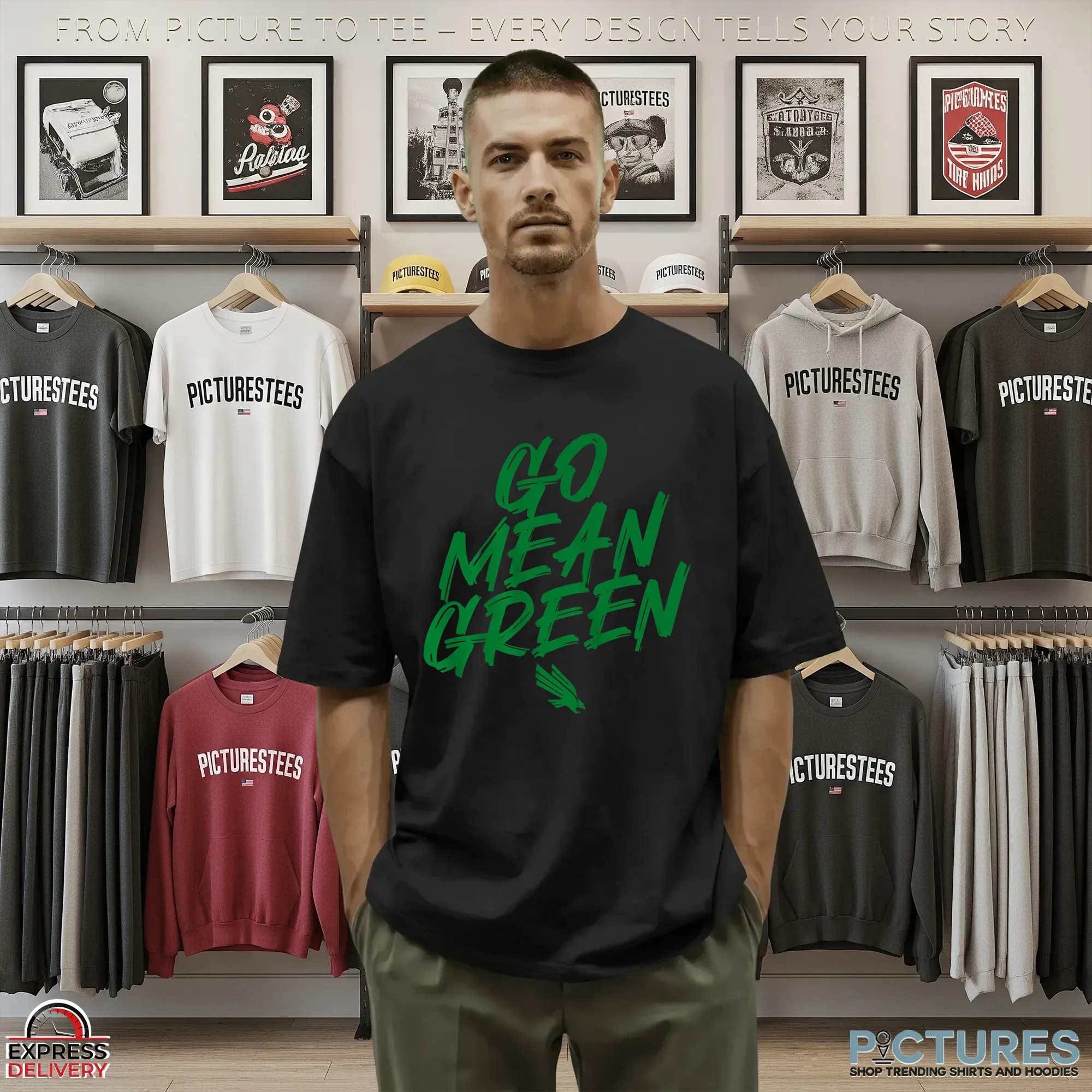 North Texas Slogan Go Mean Green T Shirt