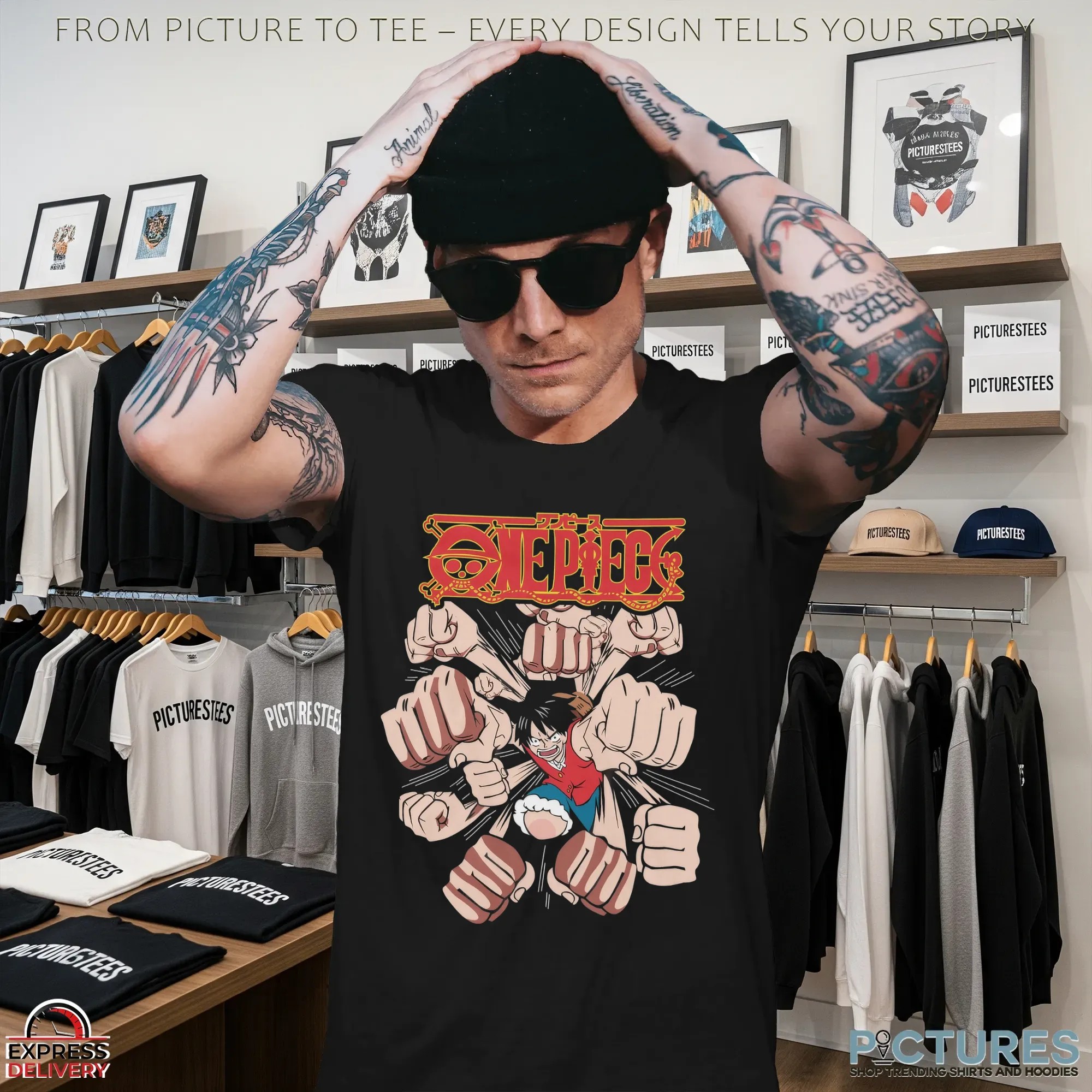 One Piece Luffy Gatling Punch Anime T Shirt