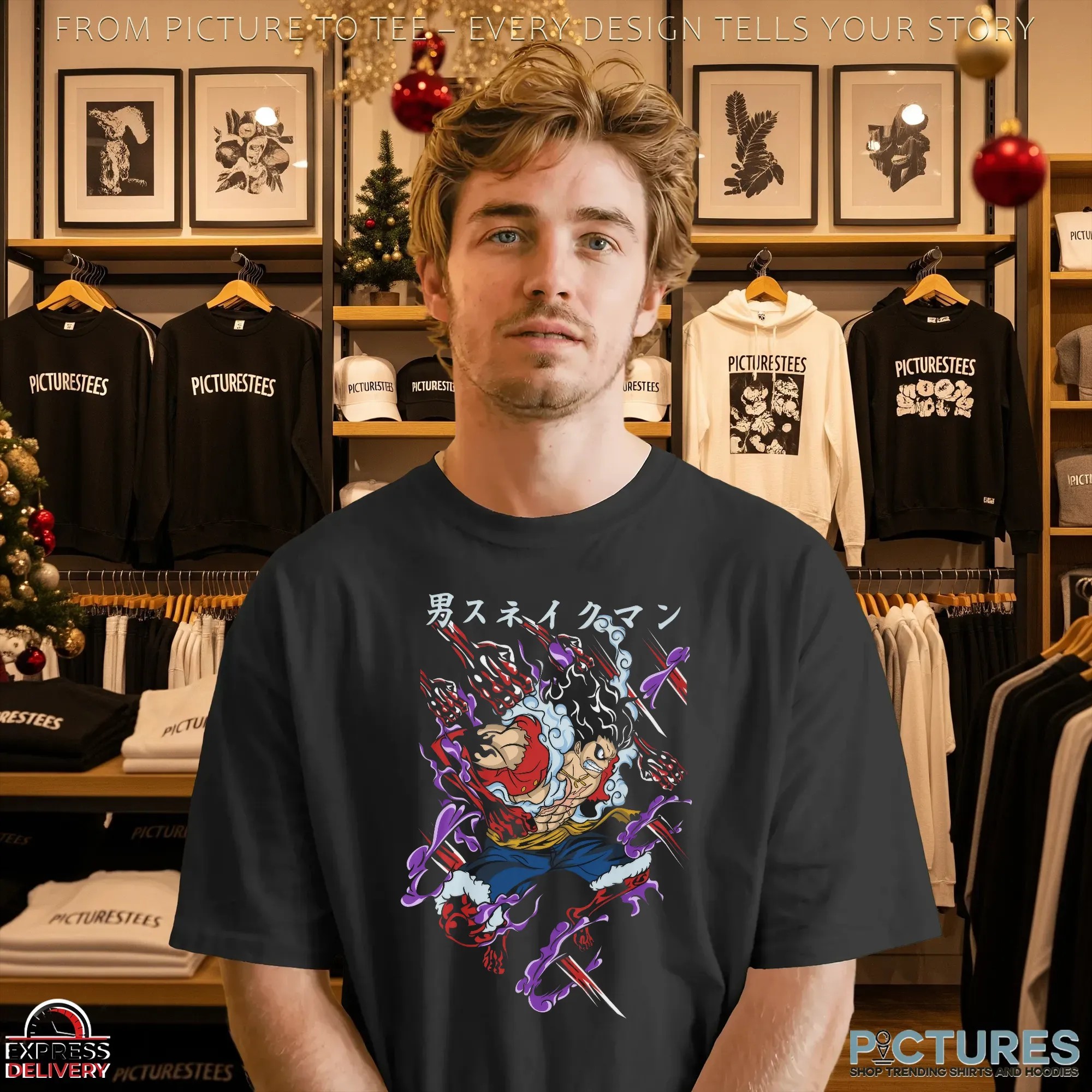 One Piece Luffy Snake Man Gear Anime Battle Pose Graphic T Shirt