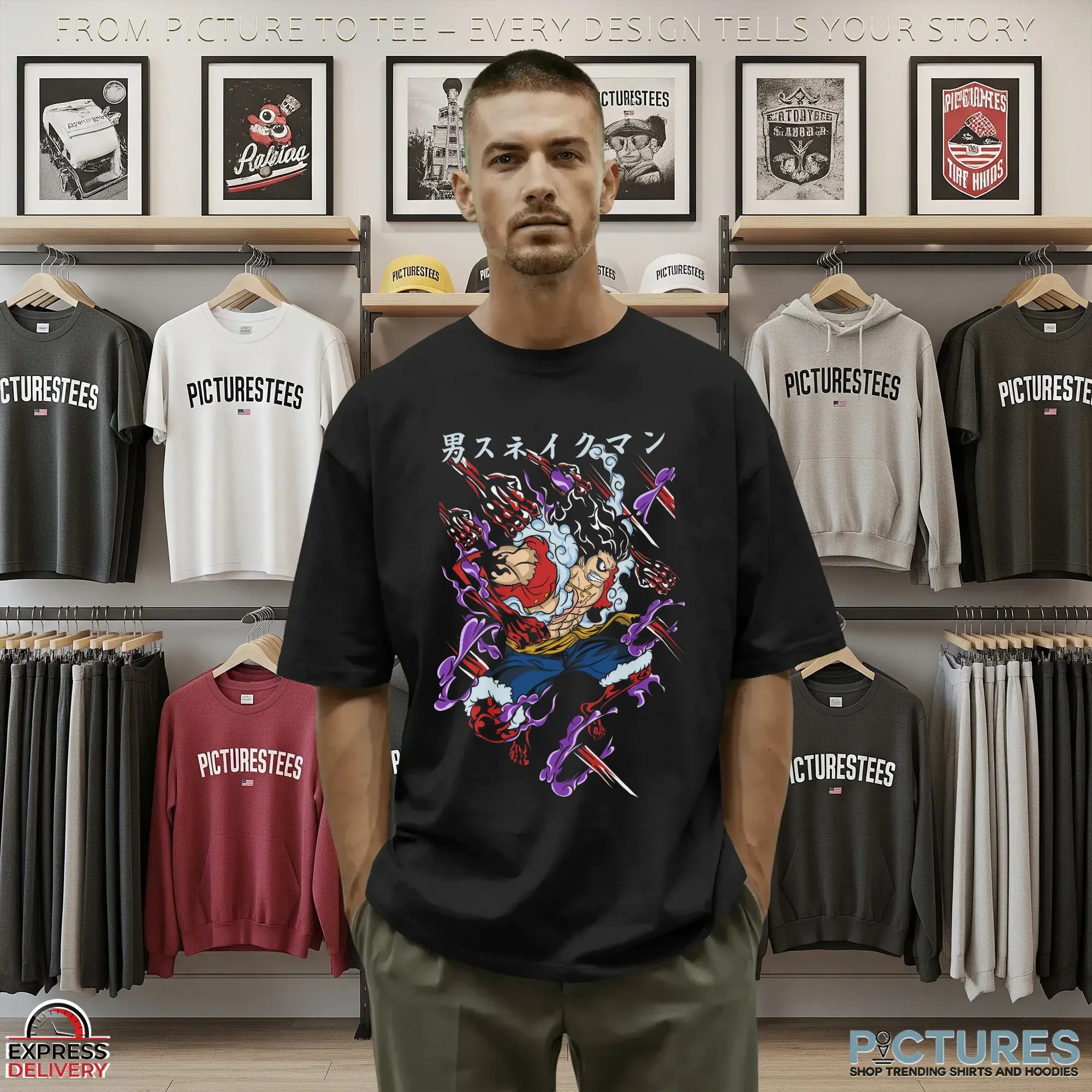One Piece Luffy Snake Man Gear Anime Battle Pose Graphic T Shirt