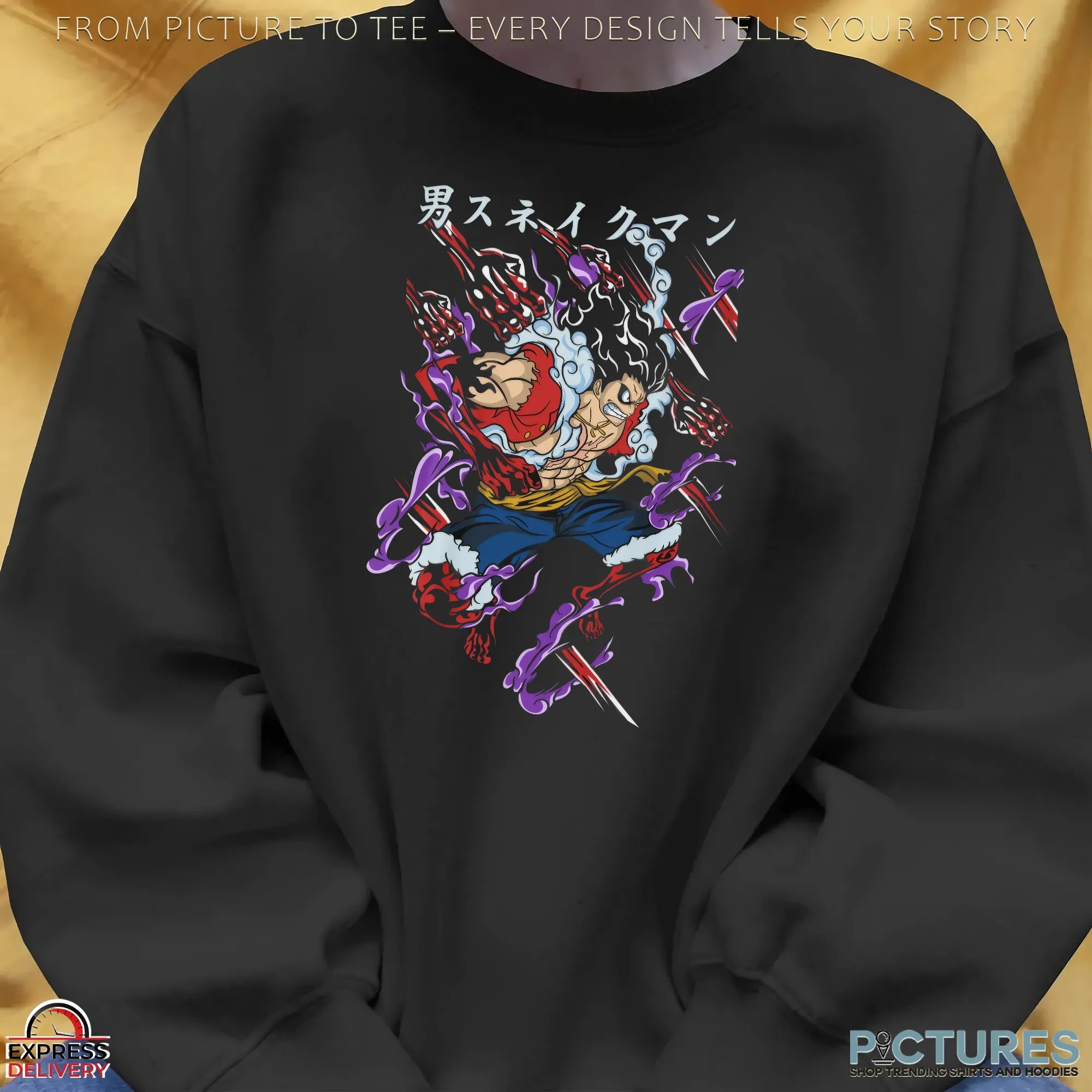 One Piece Luffy Snake Man Gear Anime Battle Pose Graphic T Shirt