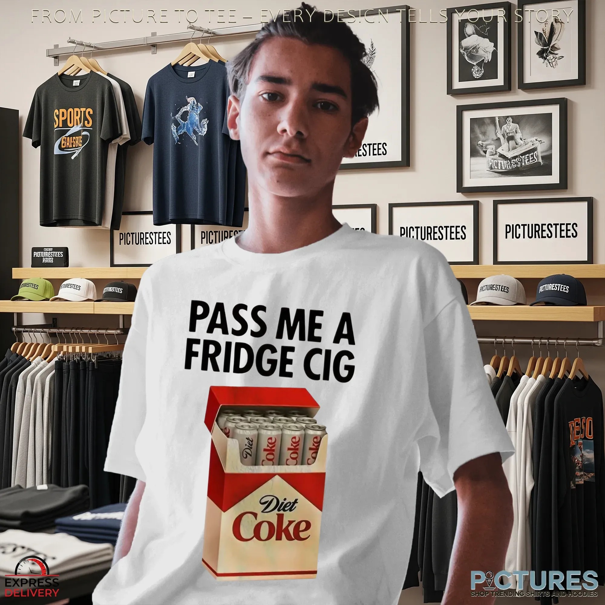 Pass Me A Fridge Cigarette Diet Coke Marlboro Parody T Shirt