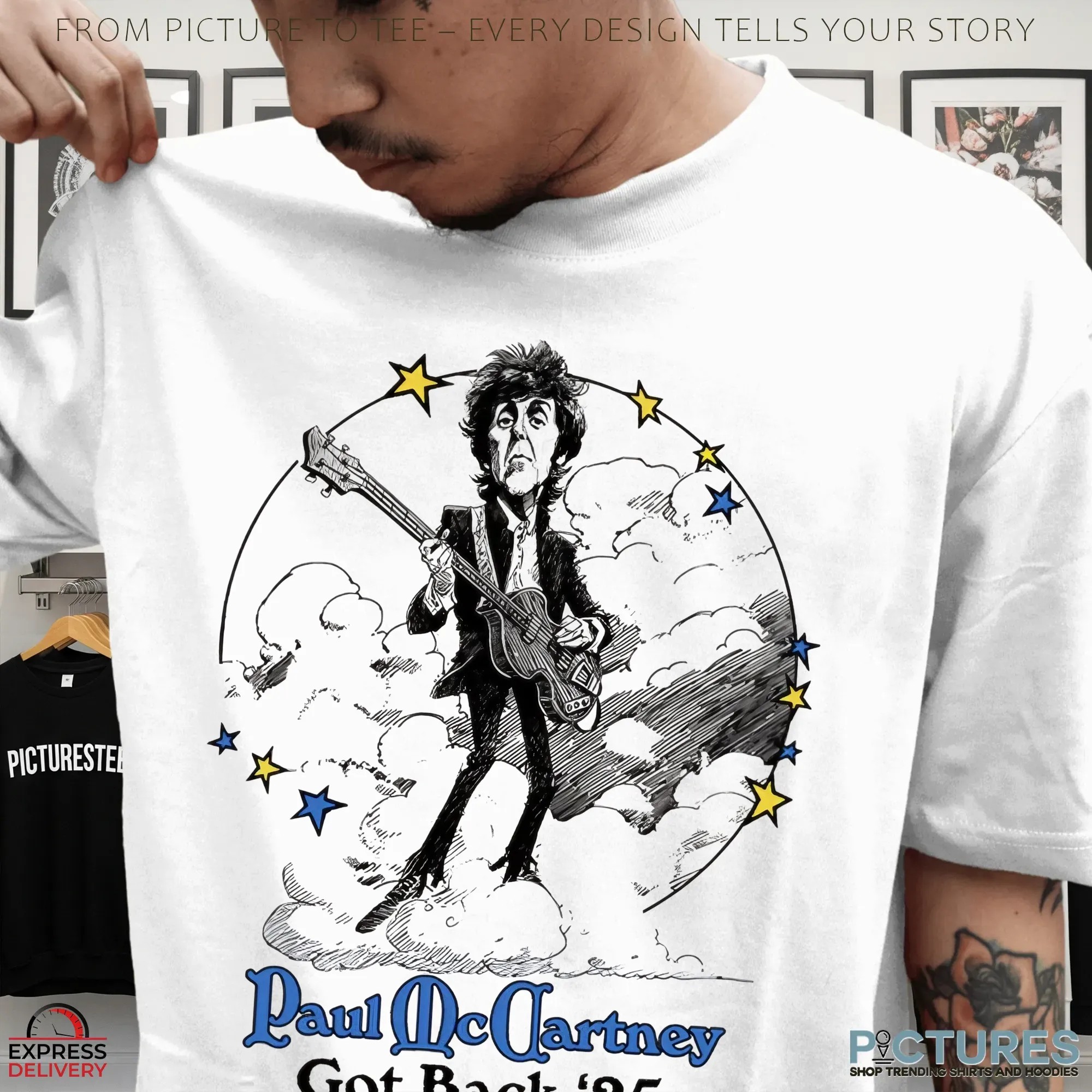 Paul McCartney Got Back Floral Tour 2025 Cartoon Rock Band T Shirt