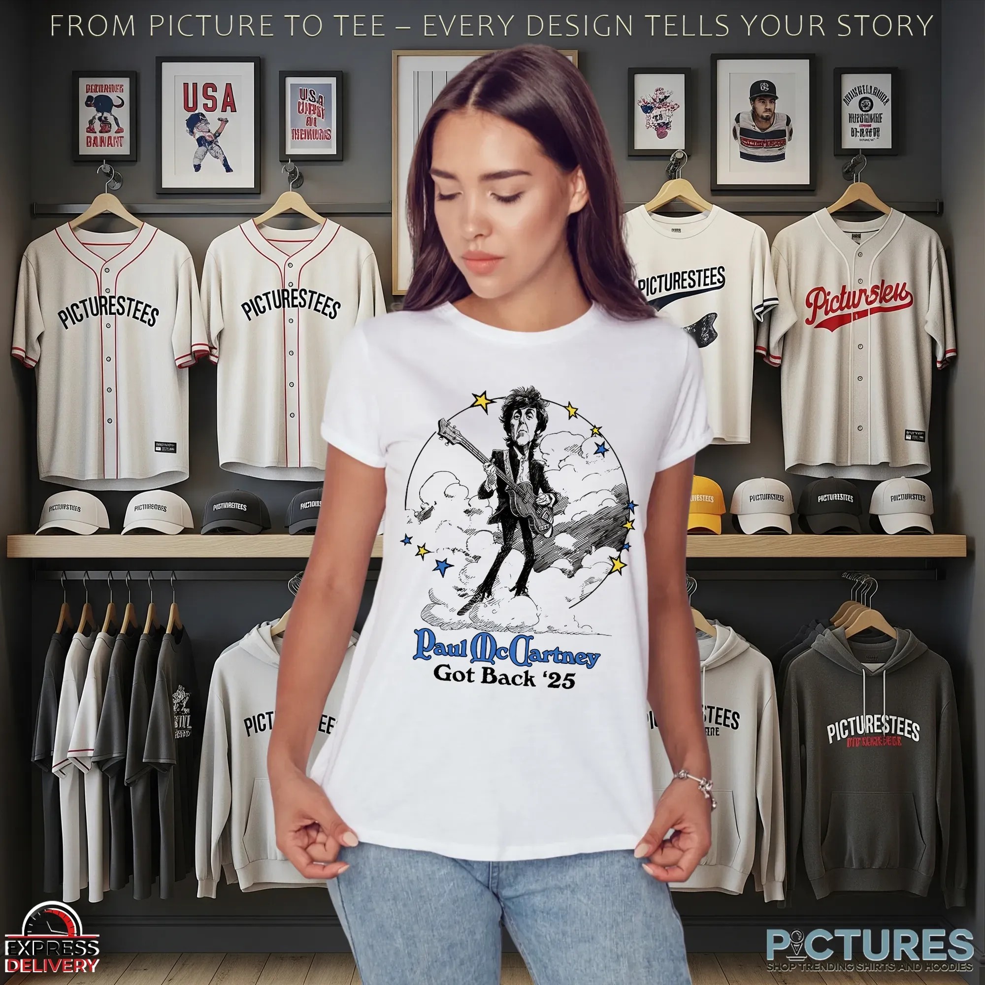 Paul McCartney Got Back Floral Tour 2025 Cartoon Rock Band T Shirt