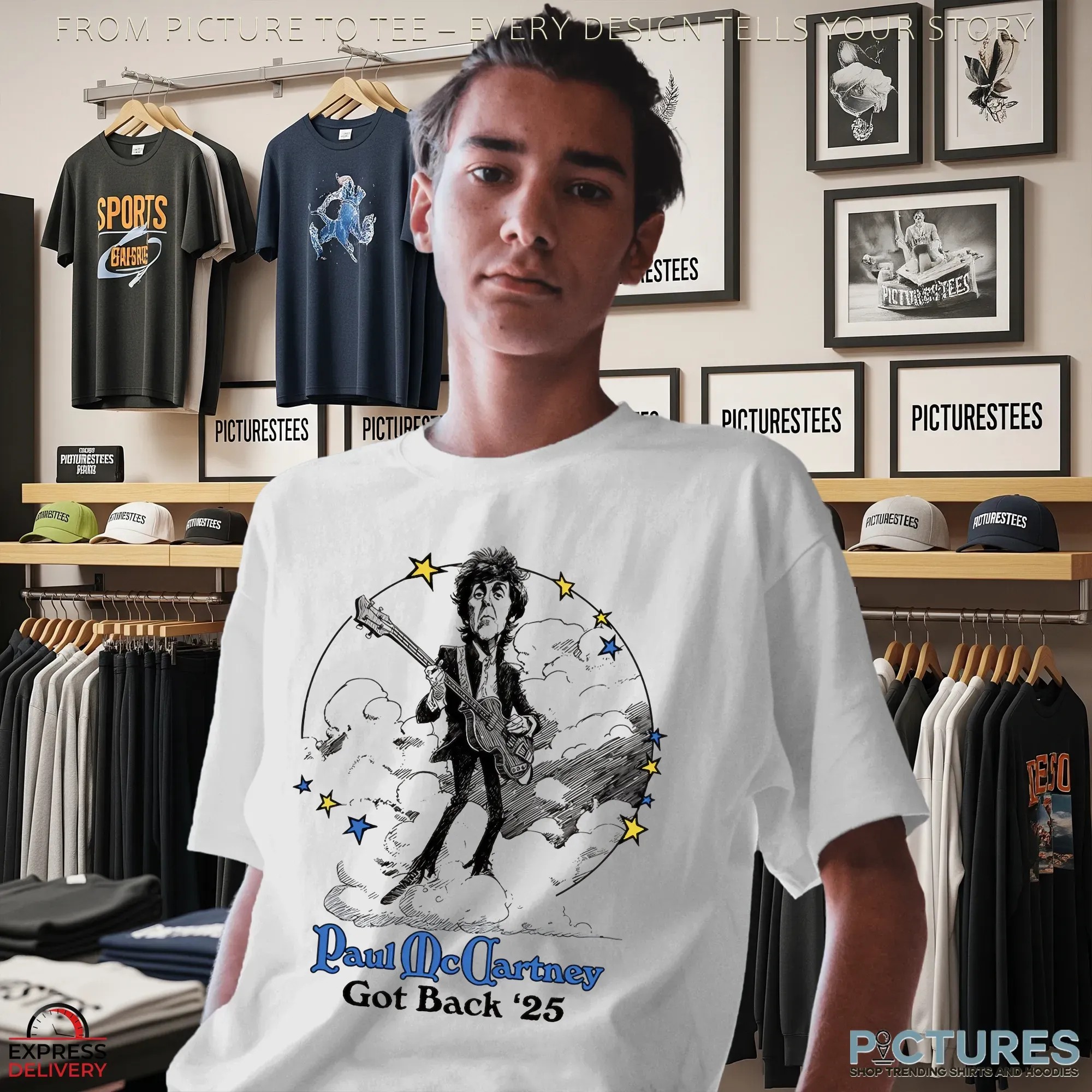 Paul McCartney Got Back Floral Tour 2025 Cartoon Rock Band T Shirt