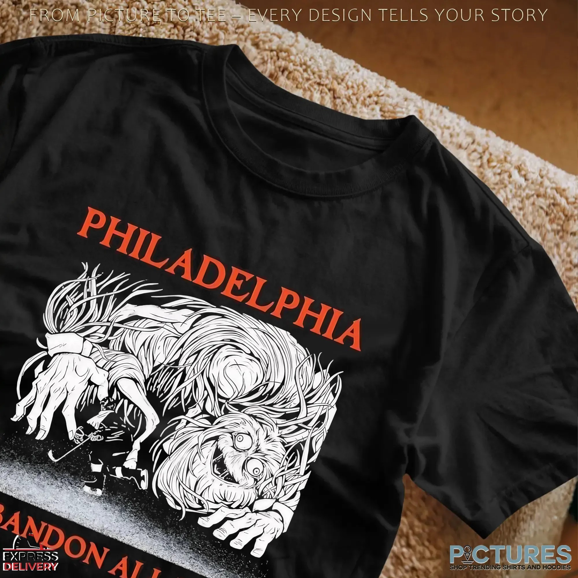 Philadelphia Abandon All Hope Philadelphia Flyer Hockey Player T Shirt Philadelphia Abandon All Hope Philadelphia Flyer Hockey Player T Shirt