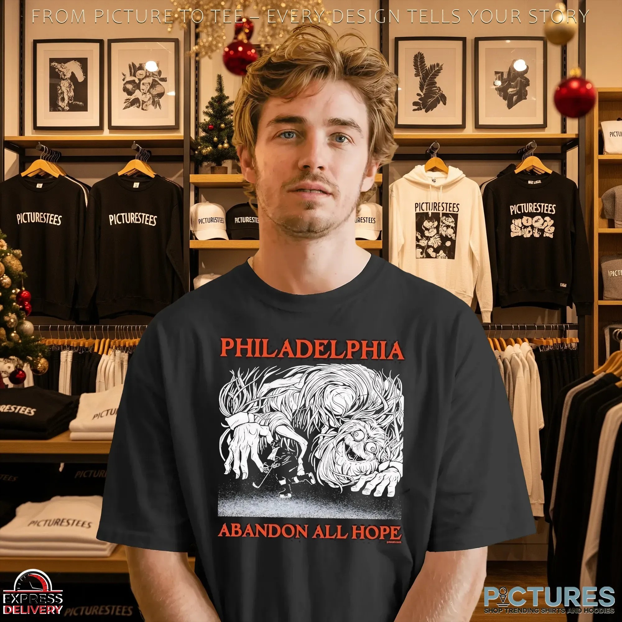 Philadelphia Abandon All Hope Philadelphia Flyer Hockey Player T Shirt Philadelphia Abandon All Hope Philadelphia Flyer Hockey Player T Shirt