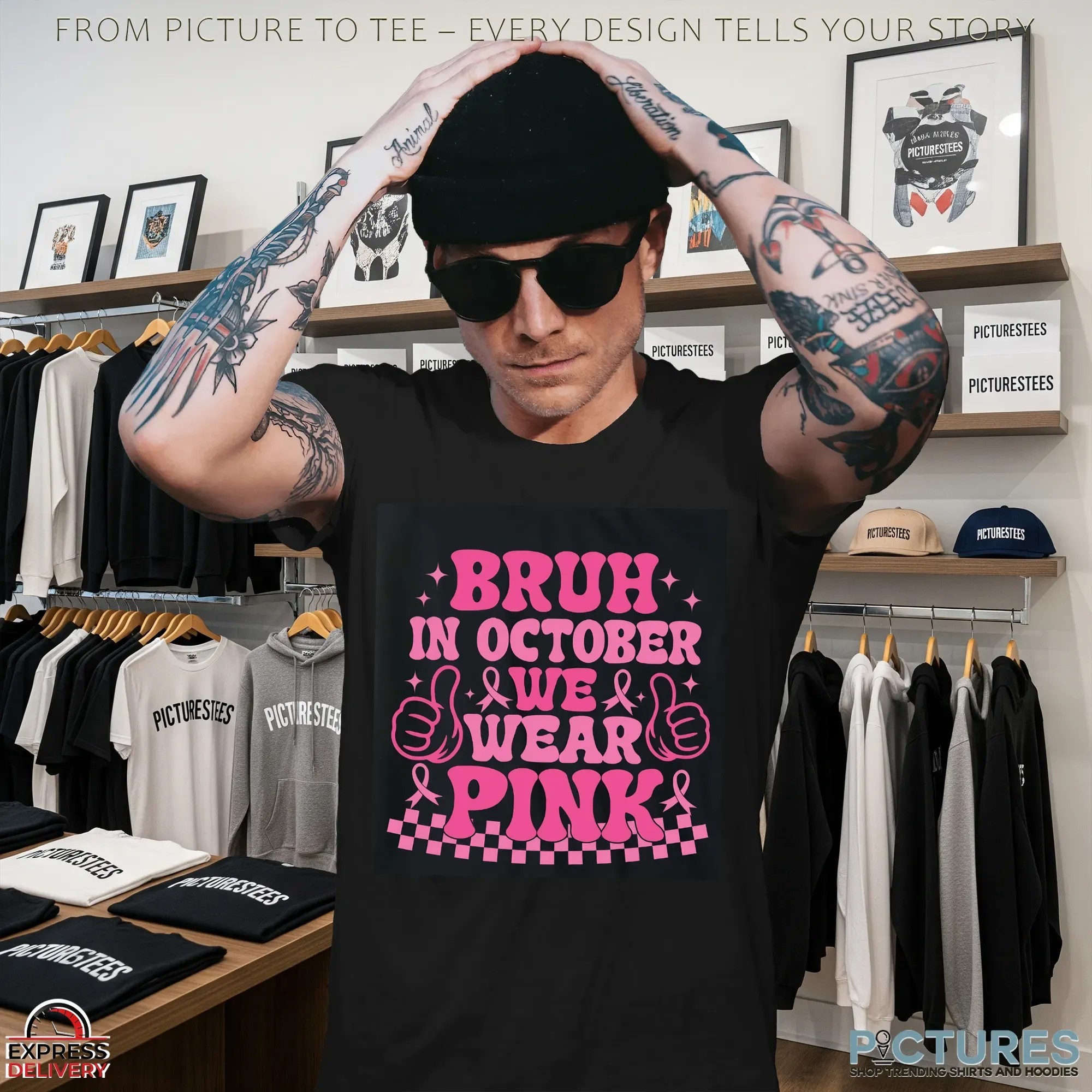 Pink Cancer Ribbon Bruh Breast Cancer Fighter Support T Shirt