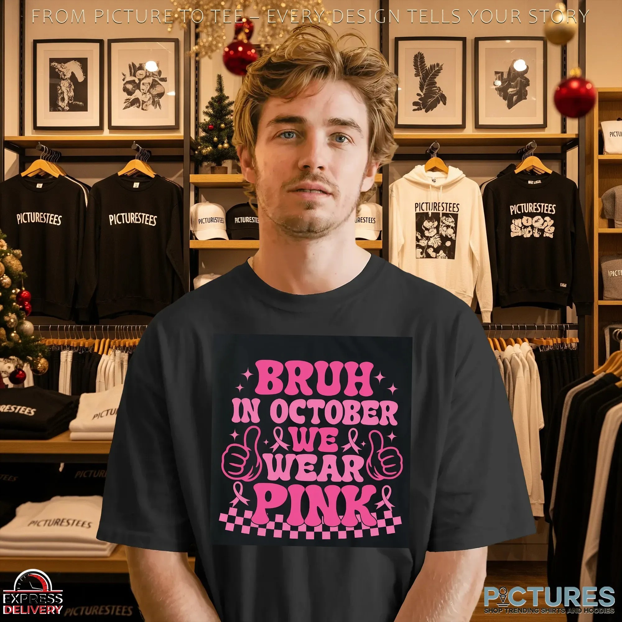 Pink Cancer Ribbon Bruh Breast Cancer Fighter Support T Shirt
