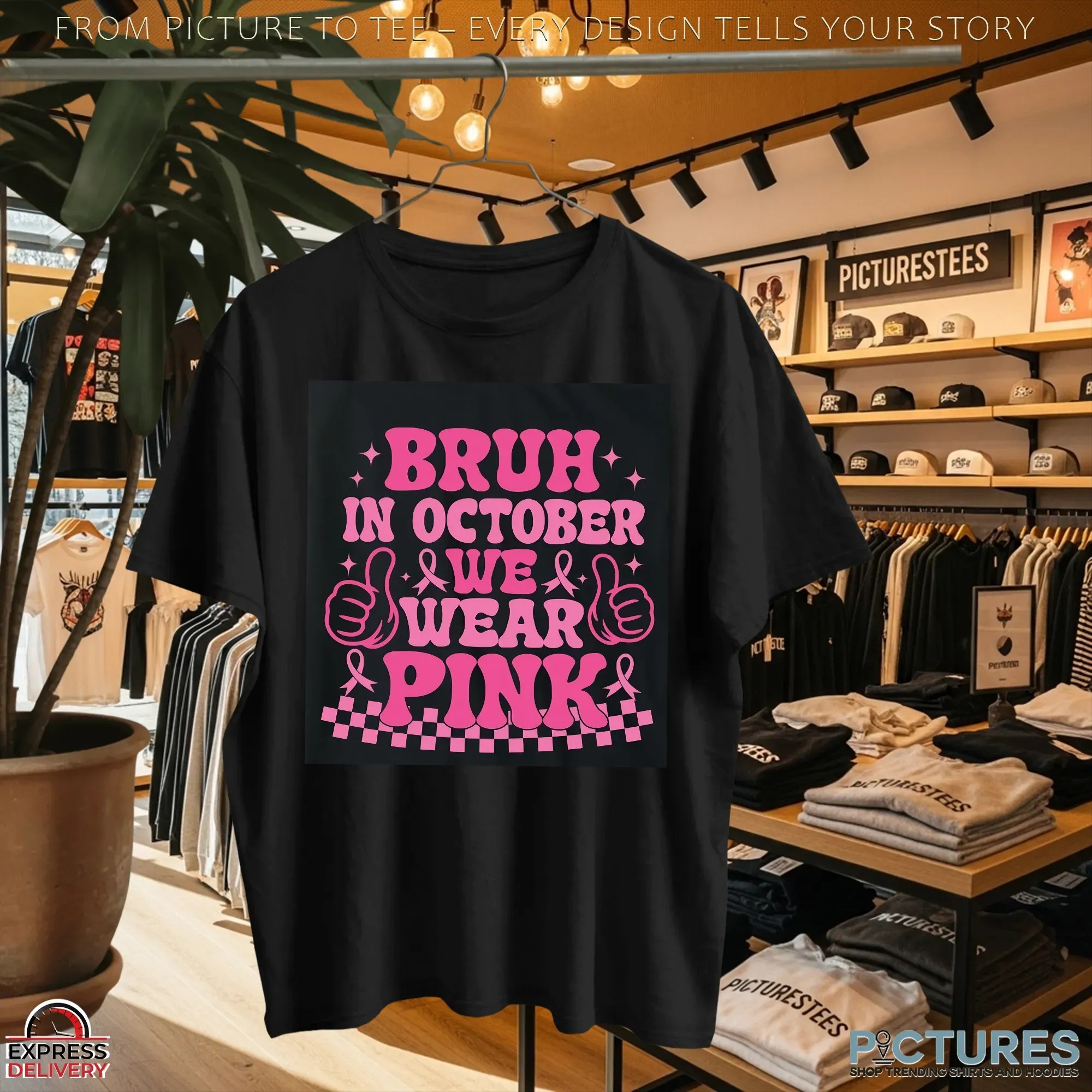 Pink Cancer Ribbon Bruh Breast Cancer Fighter Support T Shirt