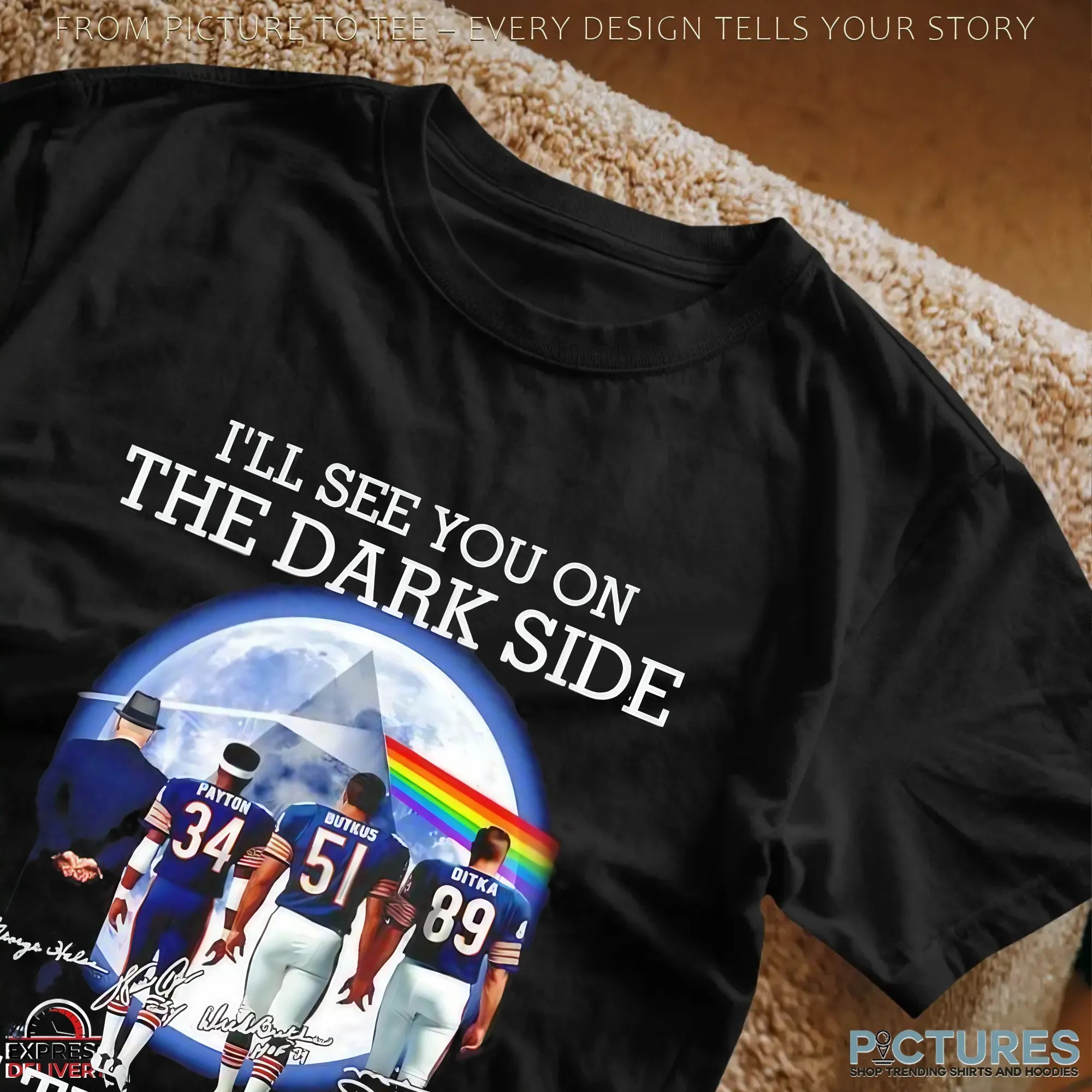 Pink Floyd Chicago Bears I'll See You On The Dark Side Of The Moon Signatures T Shirt