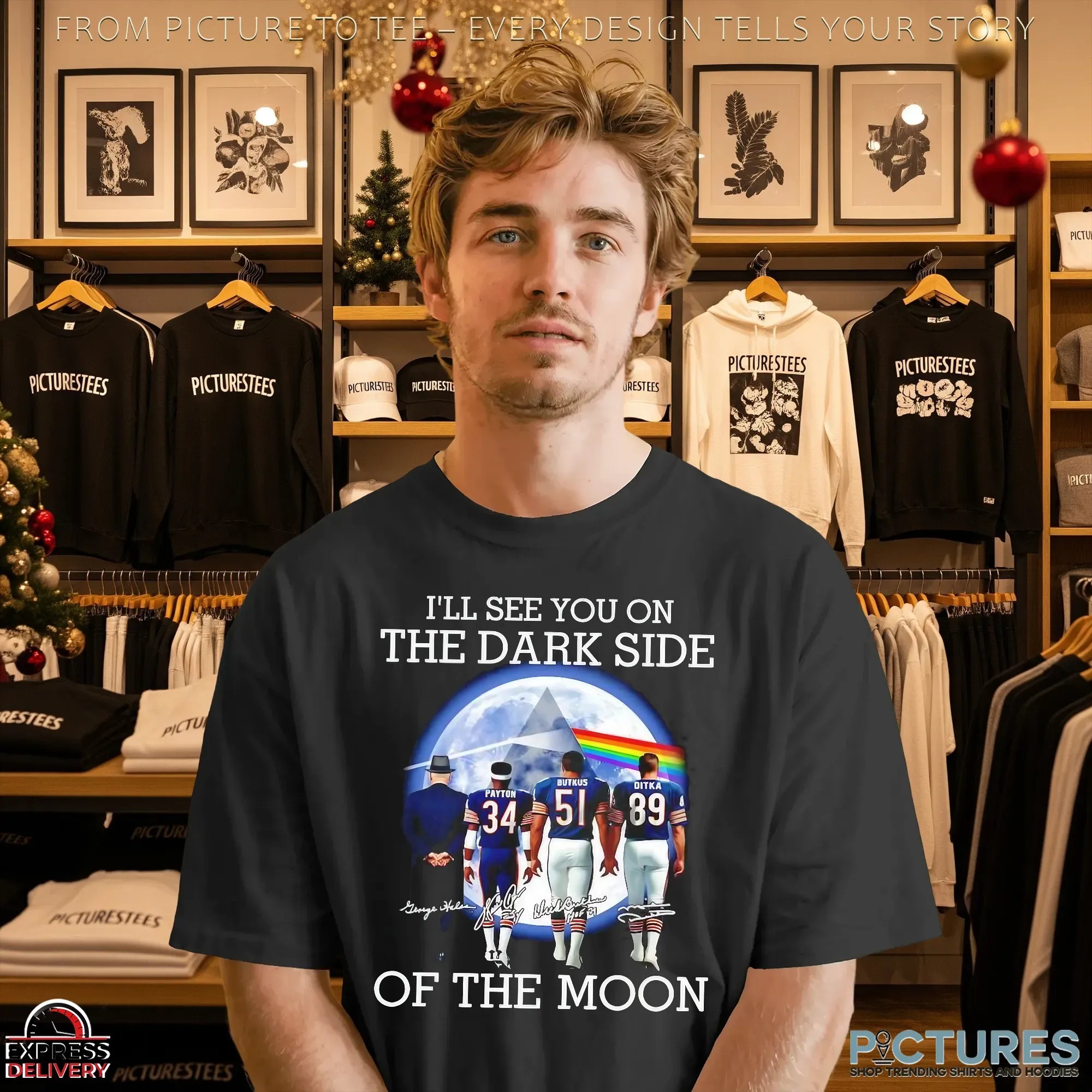 Pink Floyd Chicago Bears I'll See You On The Dark Side Of The Moon Signatures T Shirt