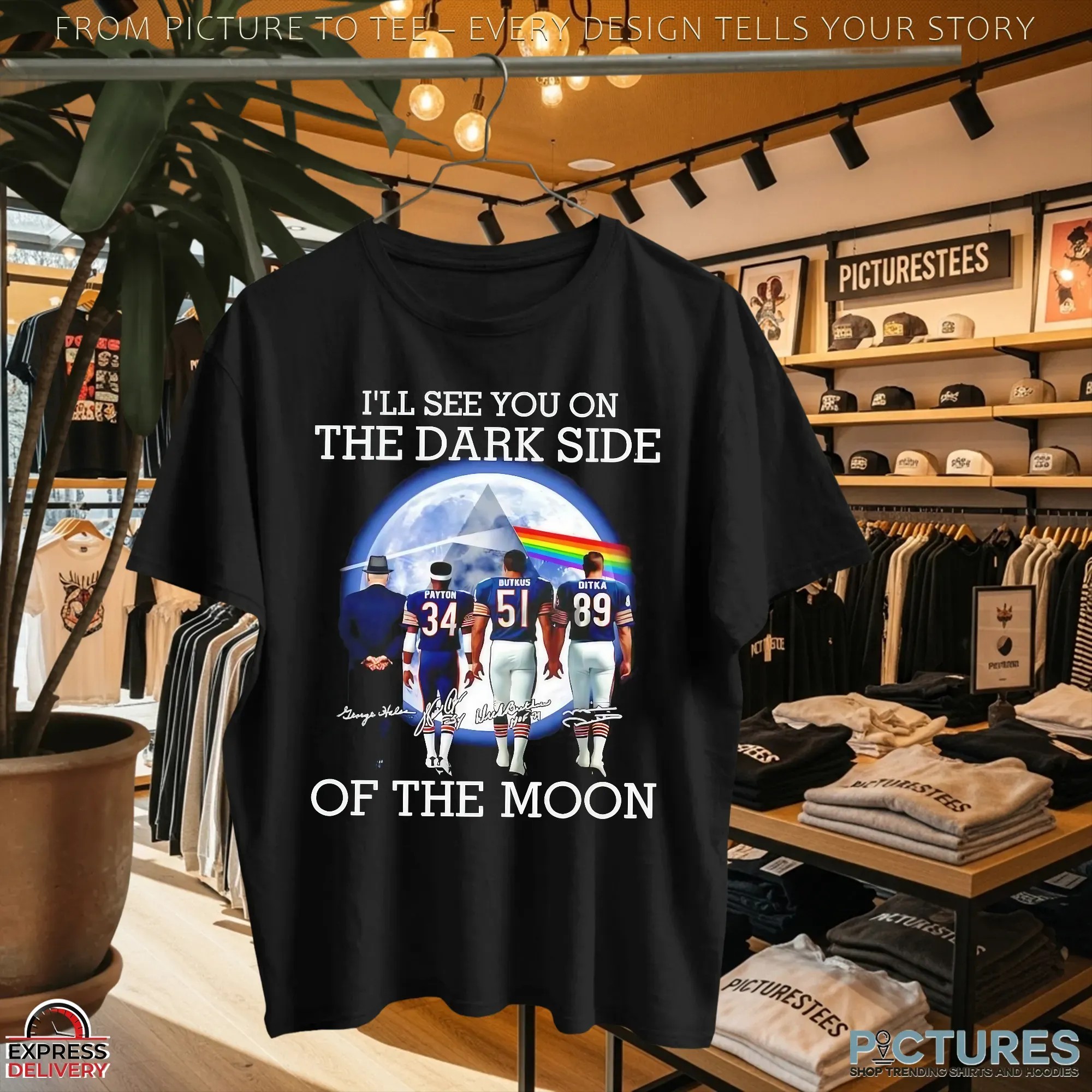 Pink Floyd Chicago Bears I'll See You On The Dark Side Of The Moon Signatures T Shirt