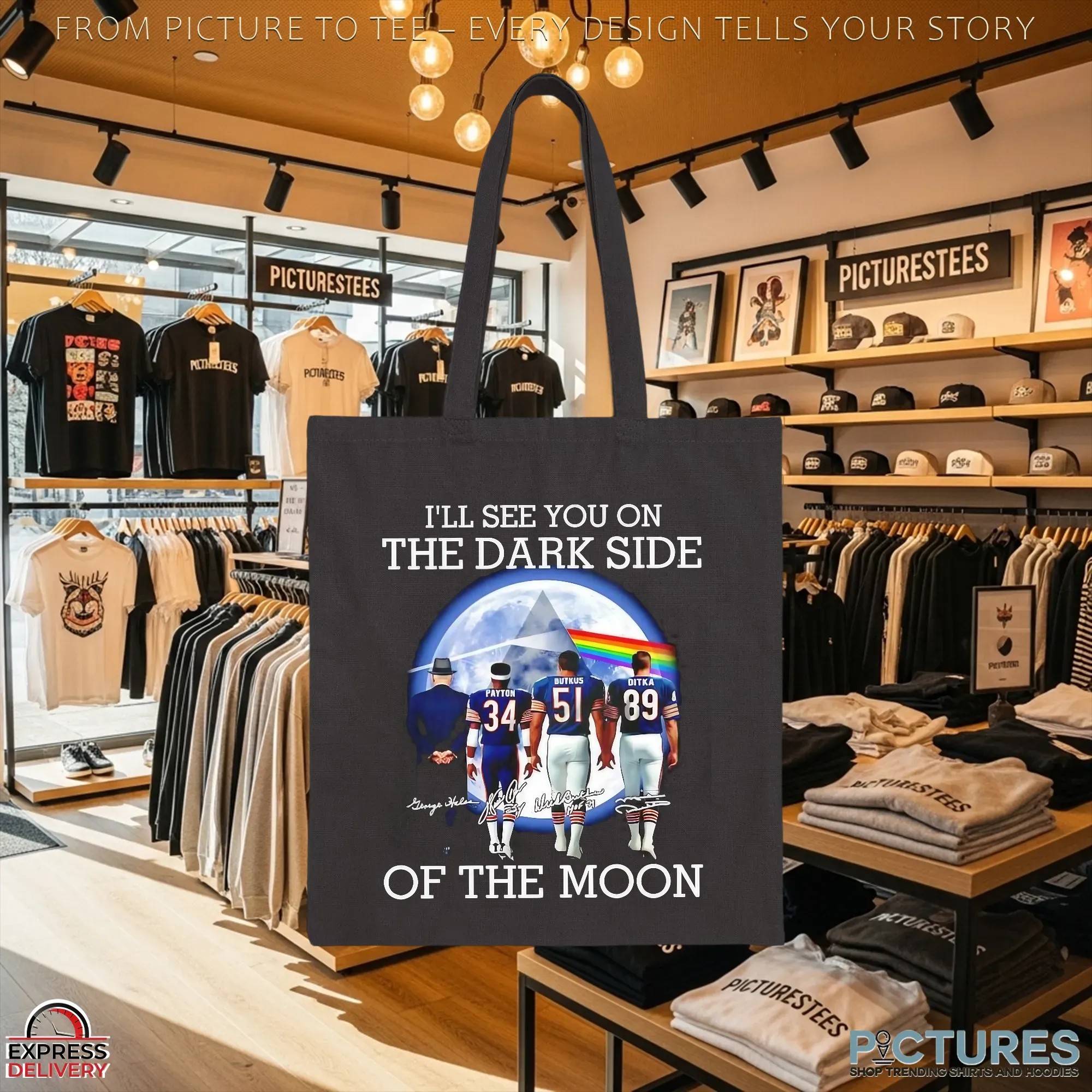 Pink Floyd Chicago Bears I'll See You On The Dark Side Of The Moon Signatures T Shirt