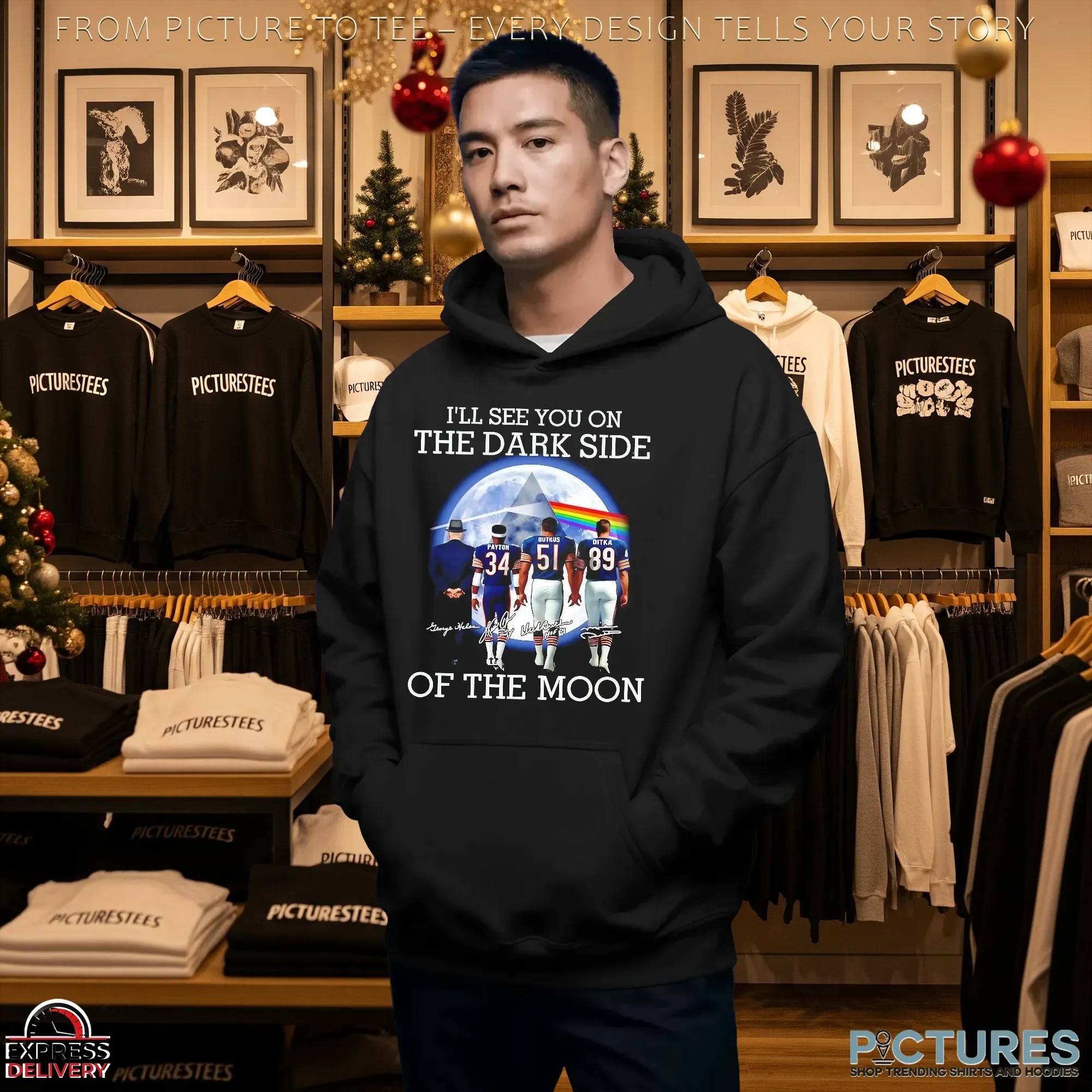 Pink Floyd Chicago Bears I'll See You On The Dark Side Of The Moon Signatures T Shirt