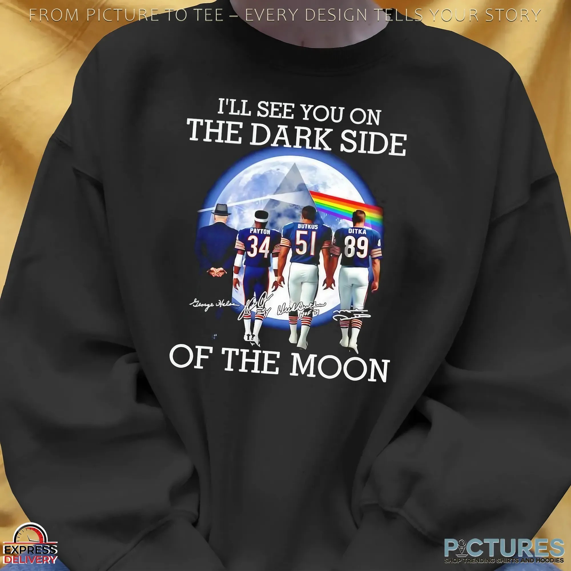 Pink Floyd Chicago Bears I'll See You On The Dark Side Of The Moon Signatures T Shirt