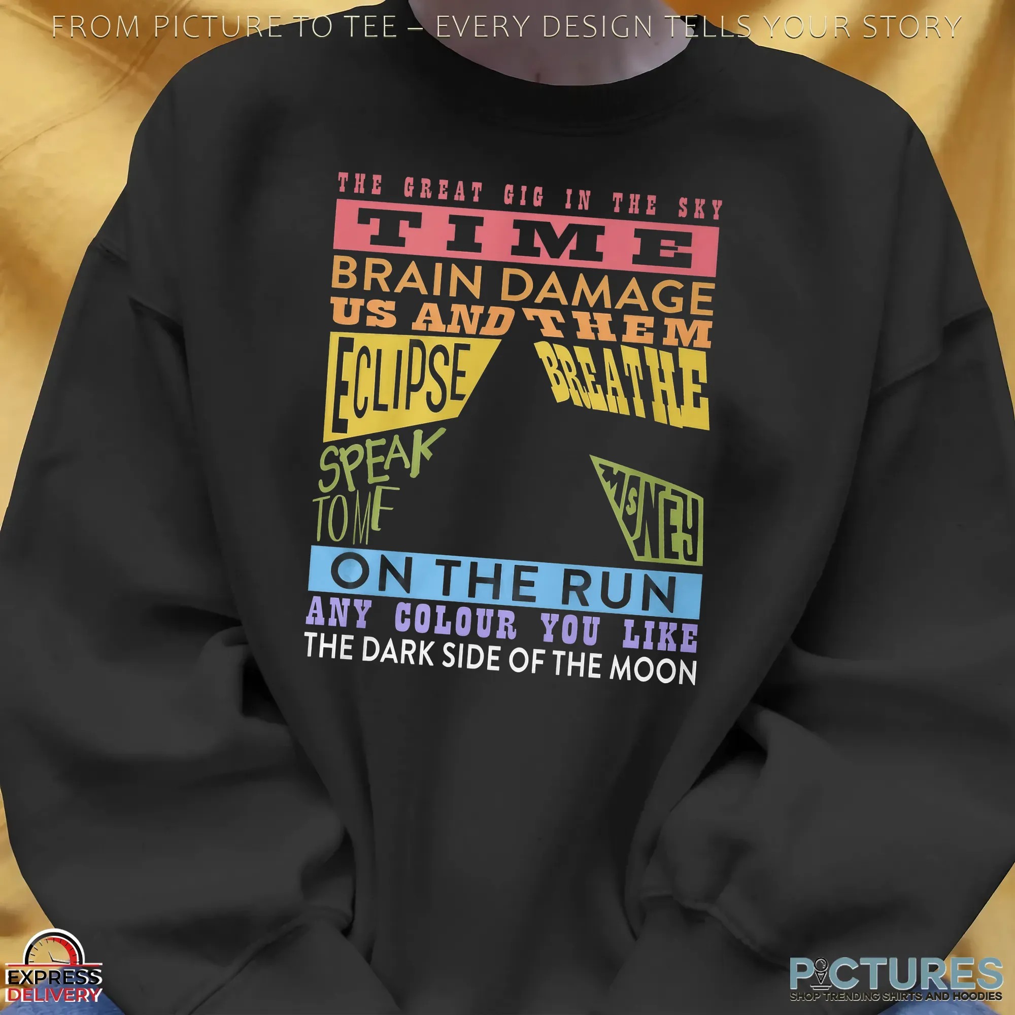 Pink Floyd Tracks The Great Gig In The Sky Time Brain Damage Us And Them Eclipse Breathe On The Run T Shirt
