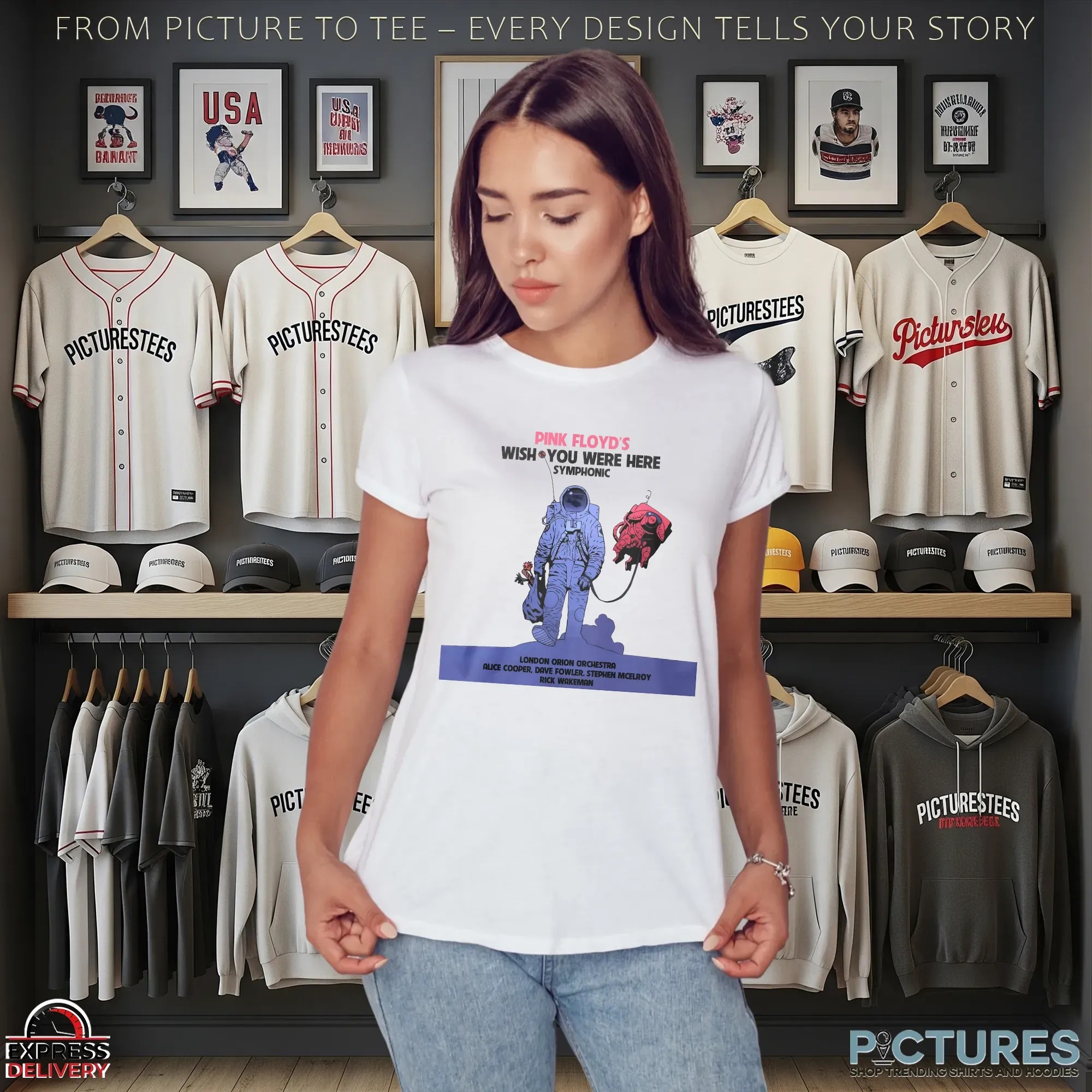 Pink Floyd Wish You Wer Here Symphonic Astronaut & Pig Art T Shirt
