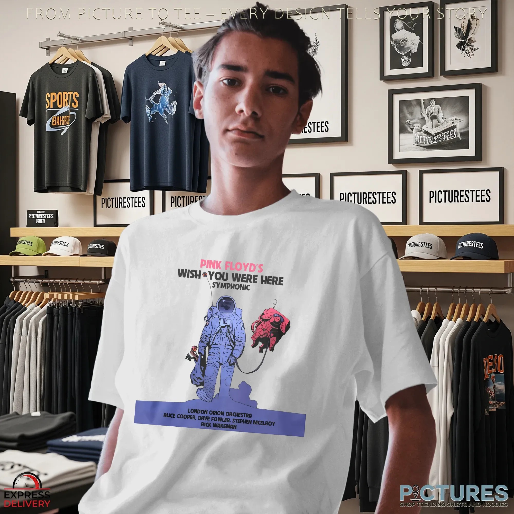 Pink Floyd Wish You Wer Here Symphonic Astronaut & Pig Art T Shirt