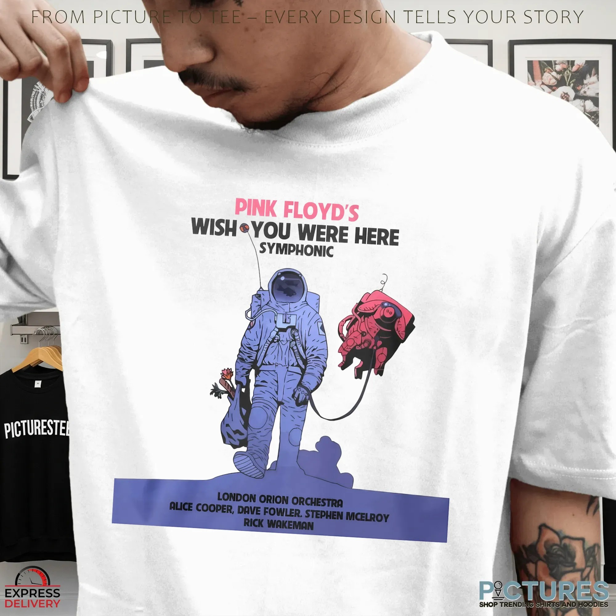 Pink Floyd Wish You Wer Here Symphonic Astronaut & Pig Art T Shirt