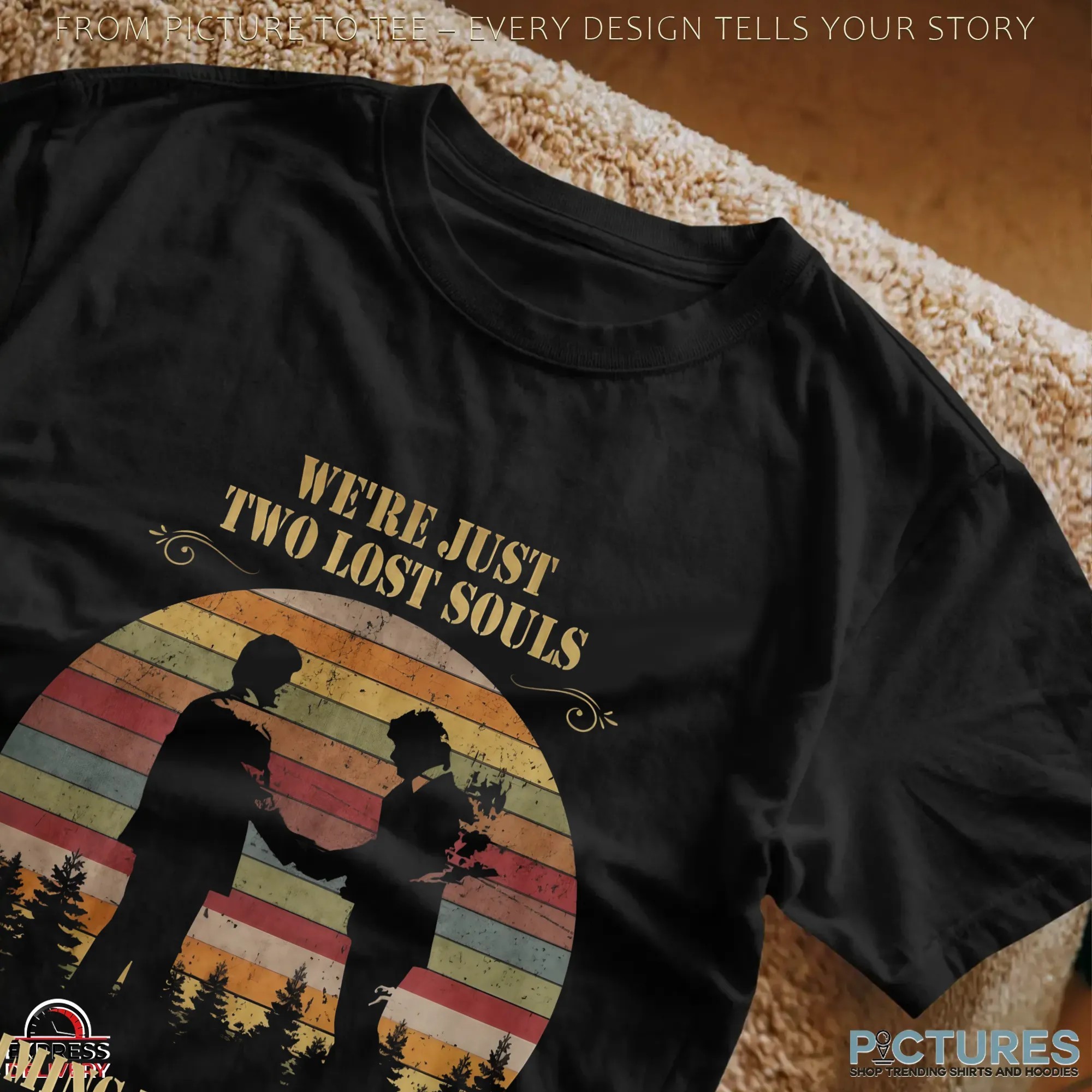 Pink Floyd Wish You Were Here Lyric Two Lost Souls Swimming In A Fish Bowl Vintage Sunset Graphic T Shirt