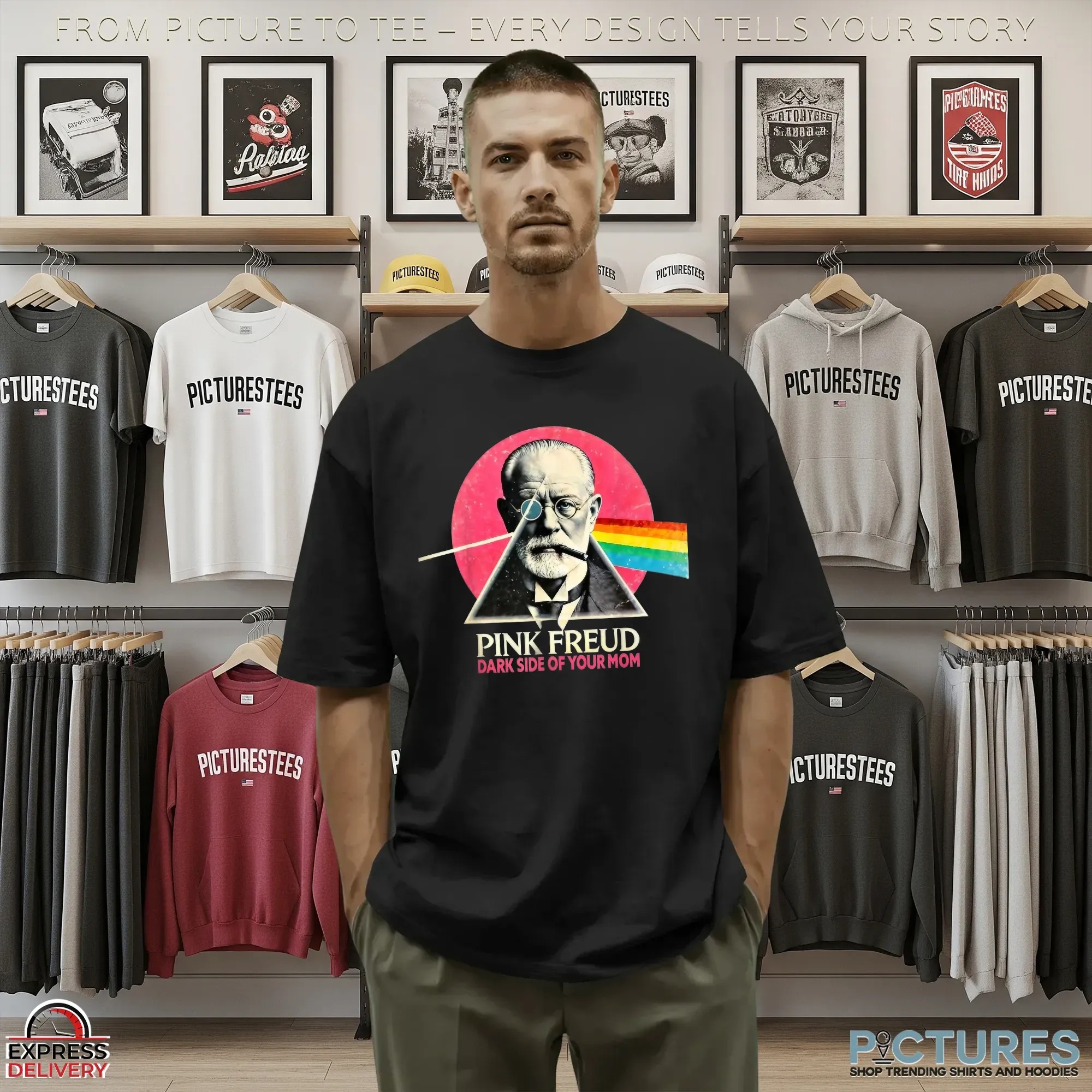 Pink Freud Dark Side of Your Mom Psychology T Shirt