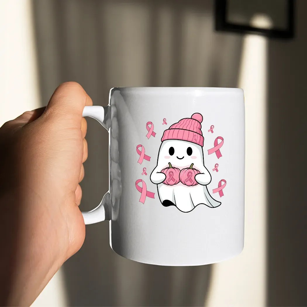 Pink Ghost Breast Cancer Awareness Shirt, In October We Wear Pink Shirt, Halloween Breast Cancer Shirt, Pink Ribbon Shirt, Boo Ghost Shirt