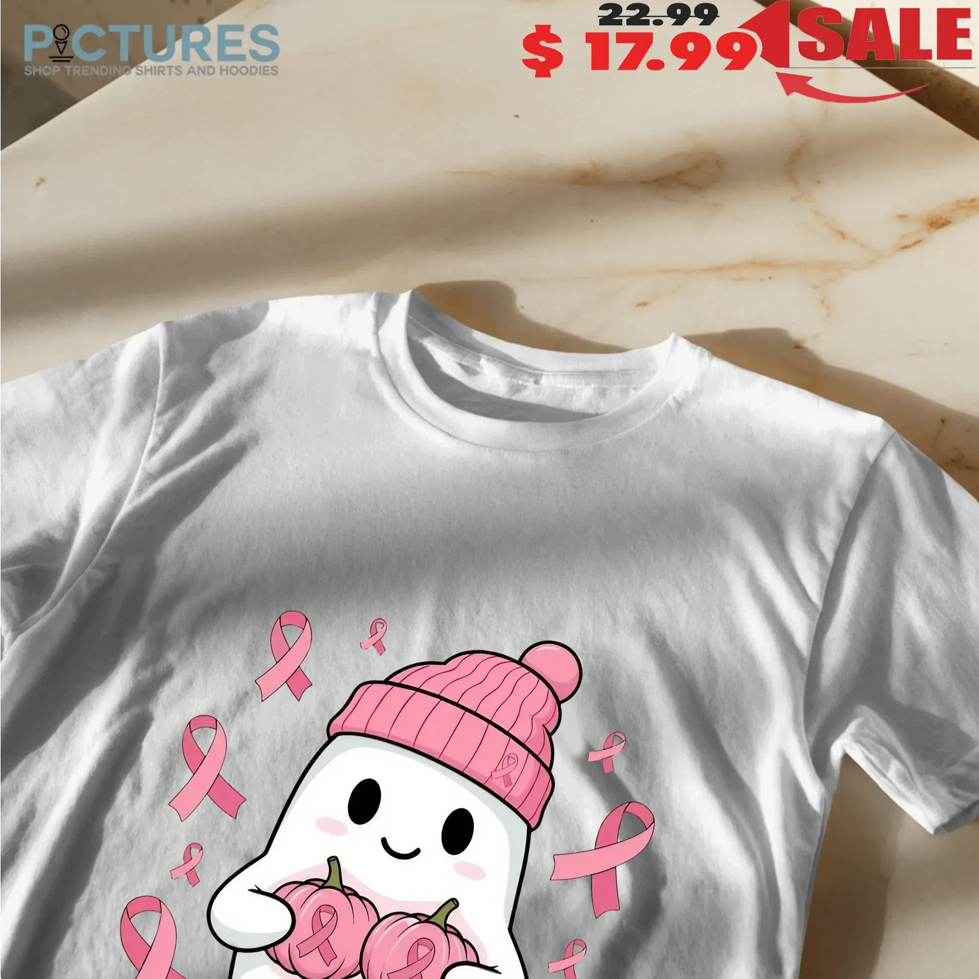Pink Ghost Breast Cancer Awareness Shirt, In October We Wear Pink Shirt, Halloween Breast Cancer Shirt, Pink Ribbon Shirt, Boo Ghost Shirt