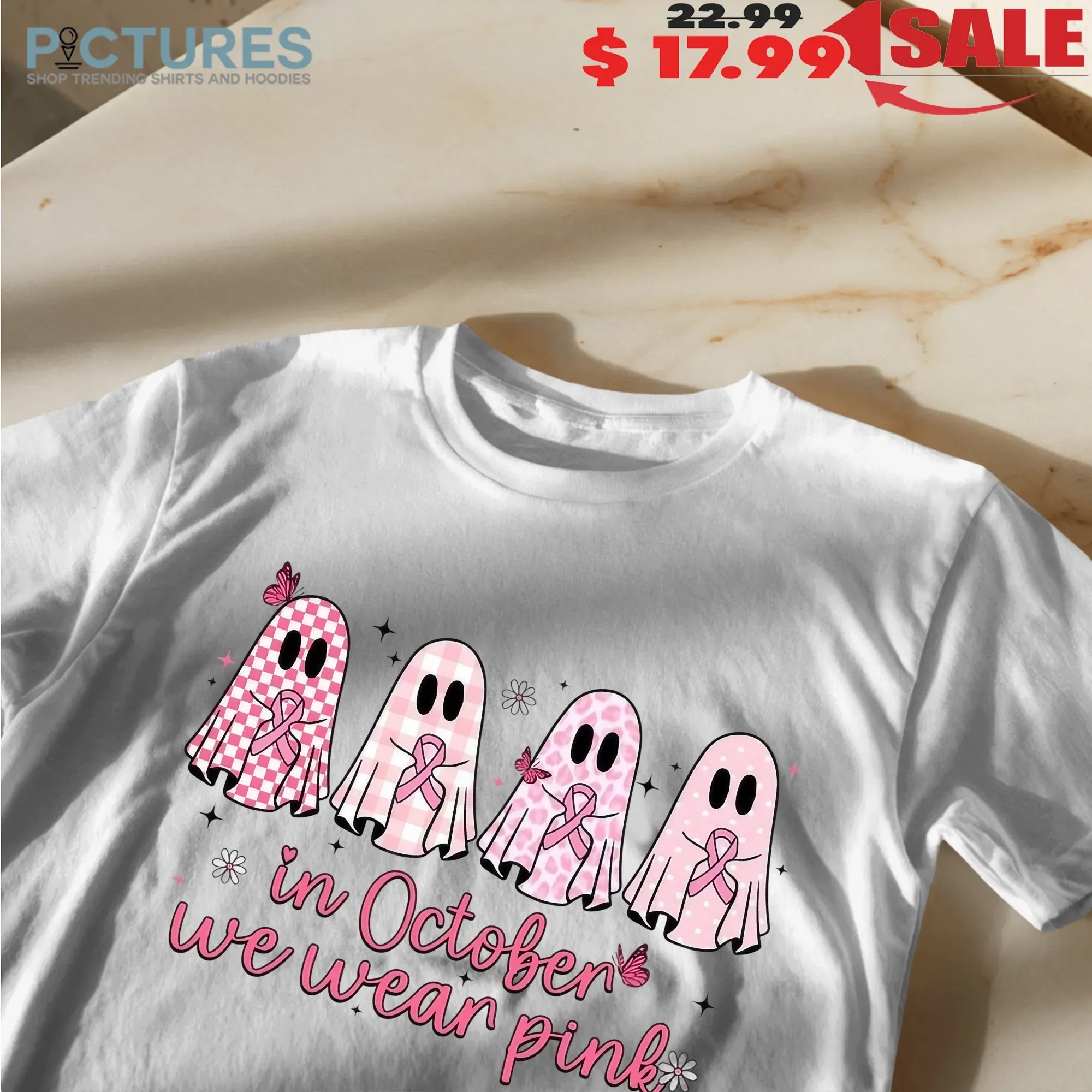 Pink Ghost Breast Cancer Awareness Sweatshirt In October We Wear Pink Shirt