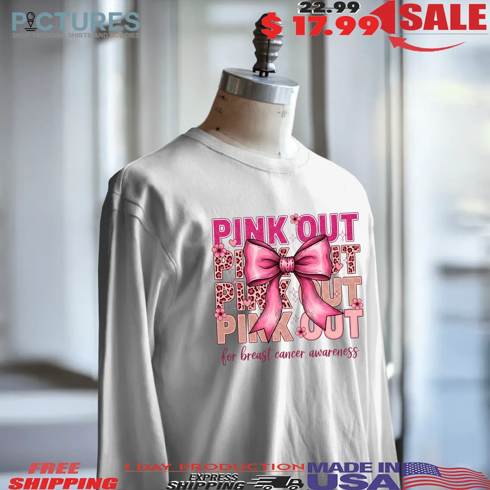 Pink Out For Breast Cancer Awareness Bow October T Shirt Pink Out For Breast Cancer Awareness Bow October T Shirt