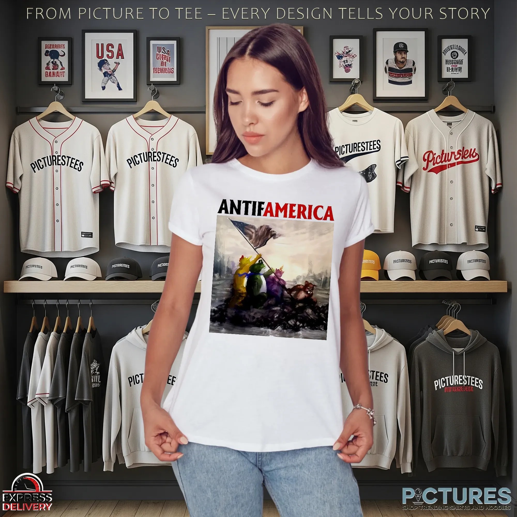 Portland Frog Antifamerica Paint Iwo Jima Flag-raising Parody T Shirt
