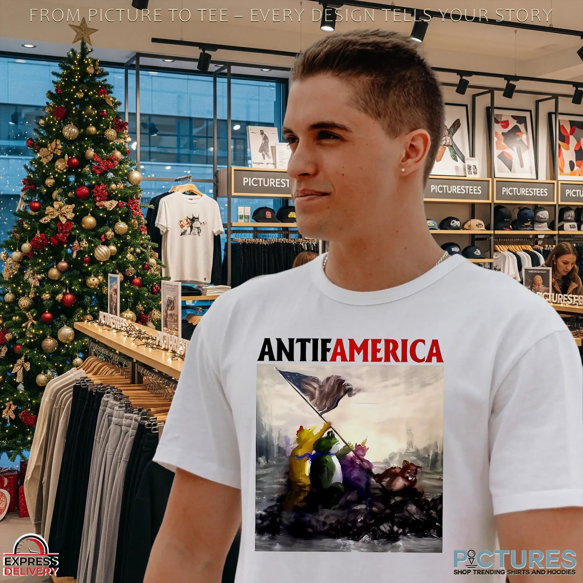 Portland Frog Antifamerica Paint Iwo Jima Flag-raising Parody T Shirt