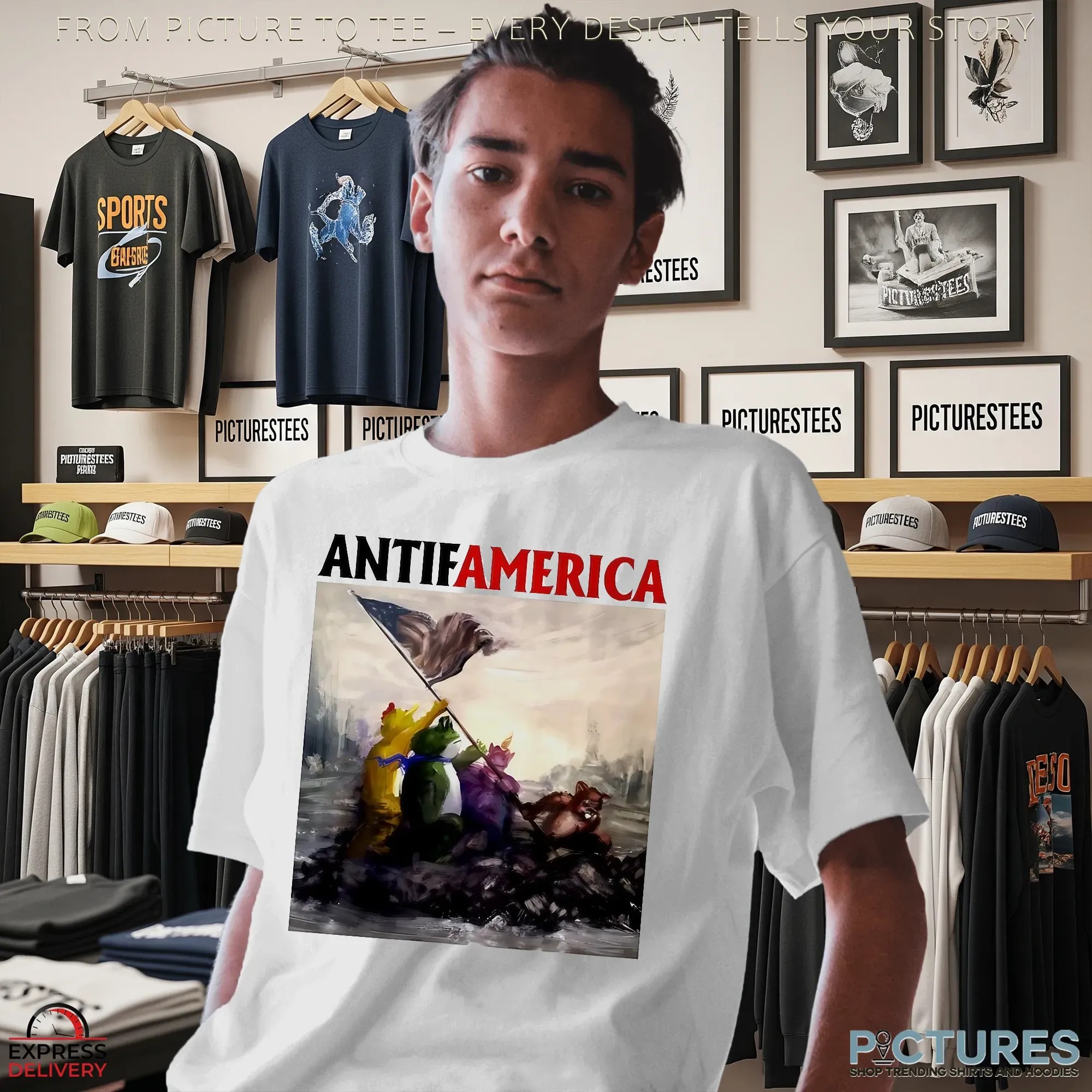 Portland Frog Antifamerica Paint Iwo Jima Flag-raising Parody T Shirt