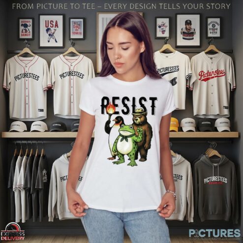 Portland Frog Resist Animals Protest Art Penguin Frog Bear Protest T Shirt
