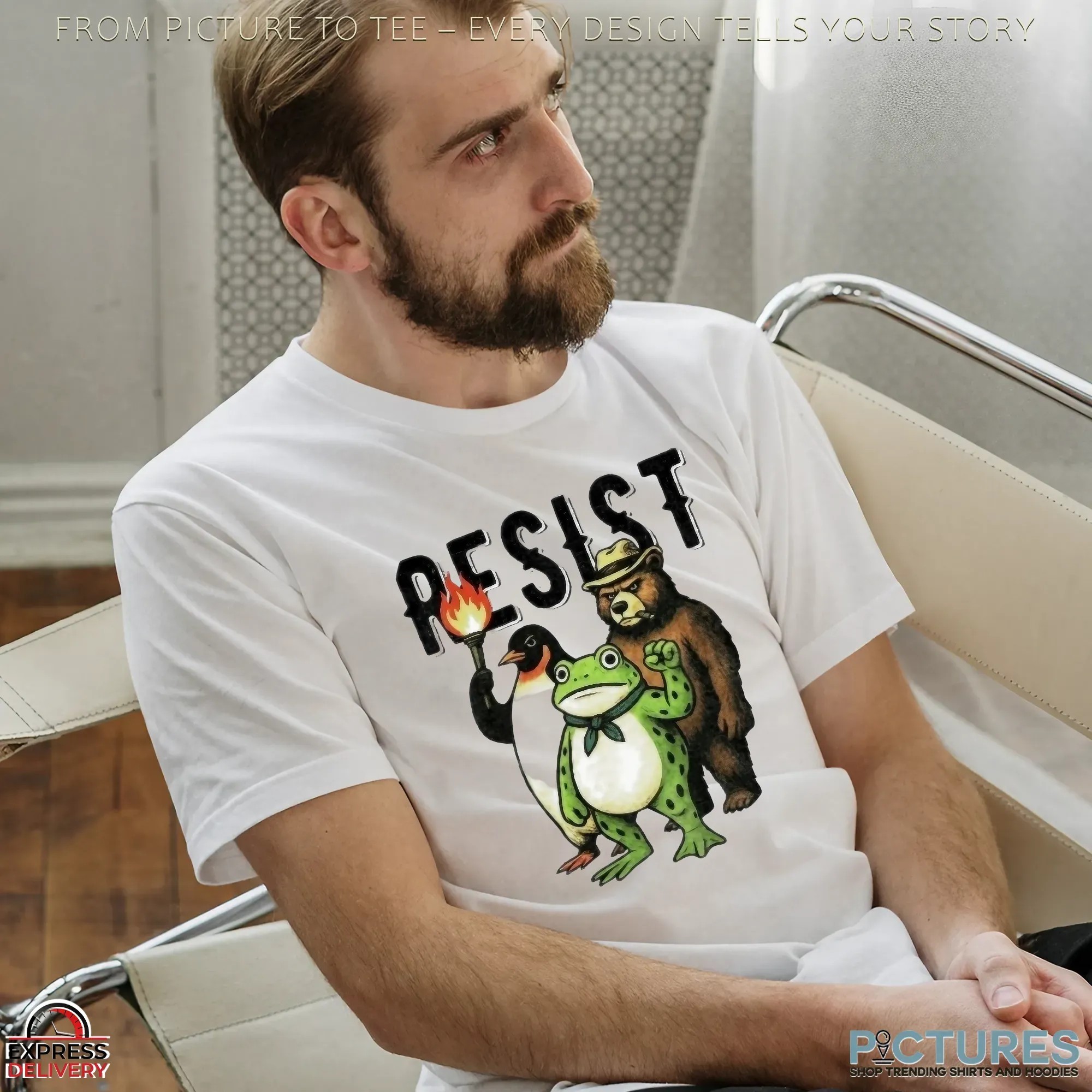 Portland Frog Resist Animals Protest Art Penguin Frog Bear Protest T Shirt
