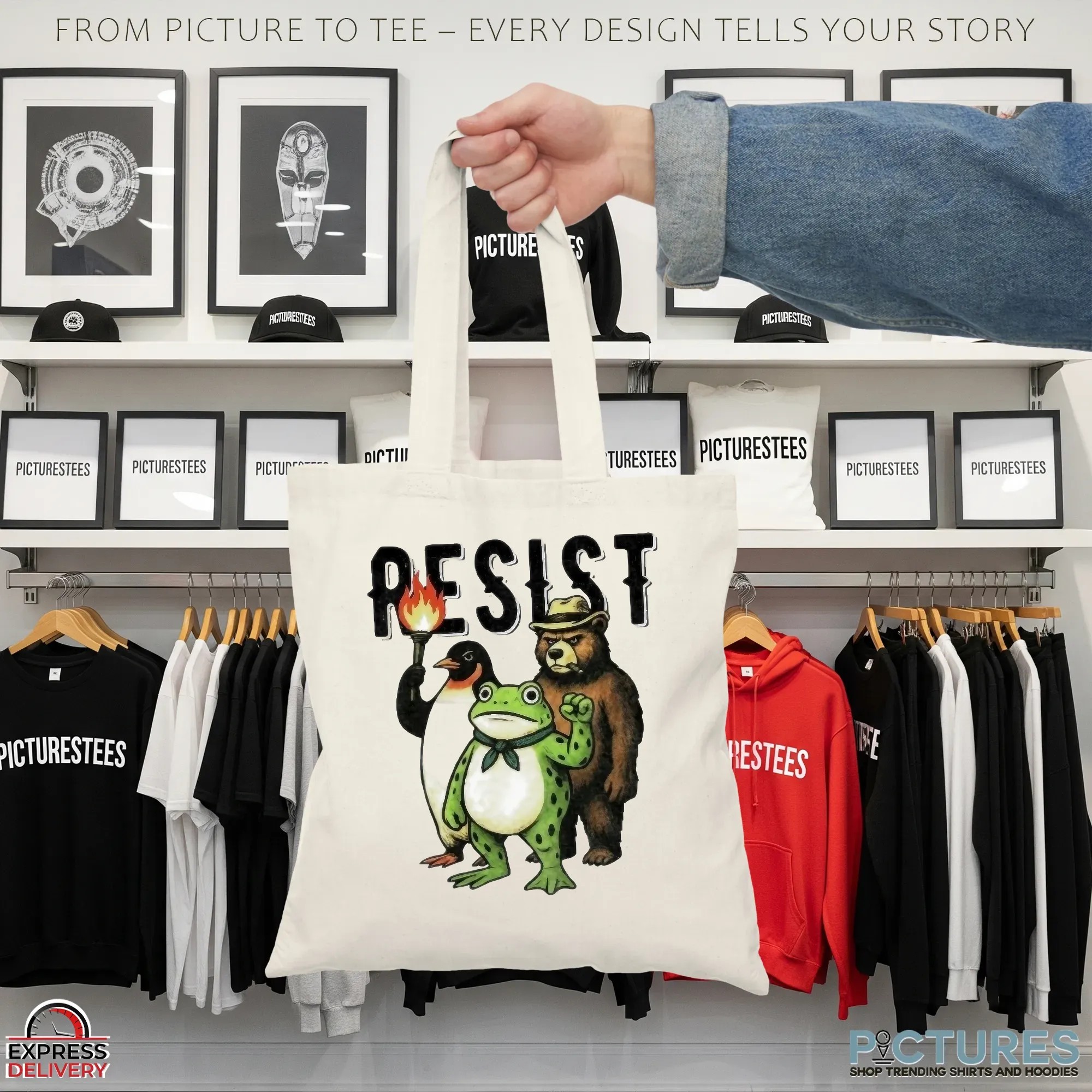 Portland Frog Resist Animals Protest Art Penguin Frog Bear Protest T Shirt