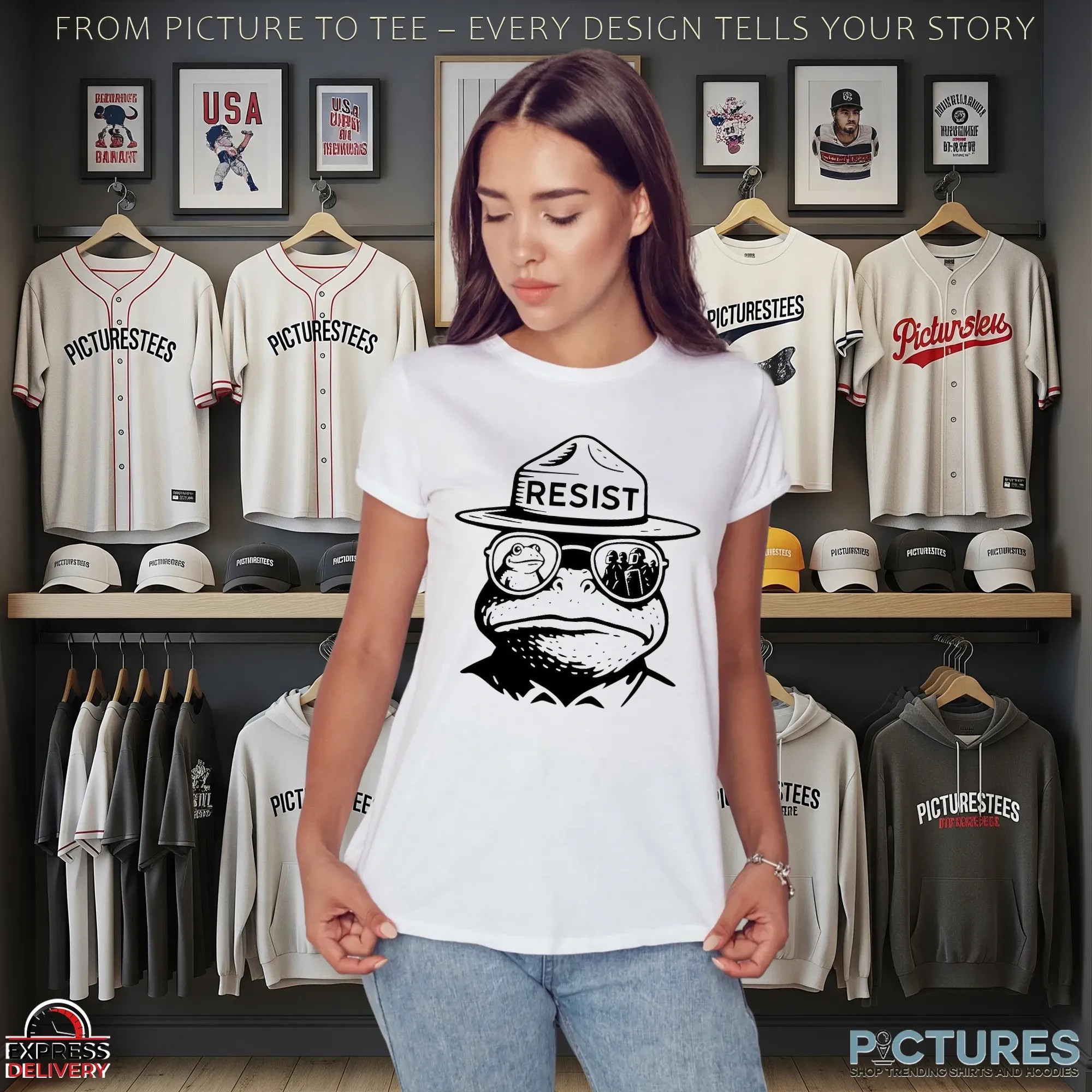 Portland Frog Resist Bear Graphic T Shirt