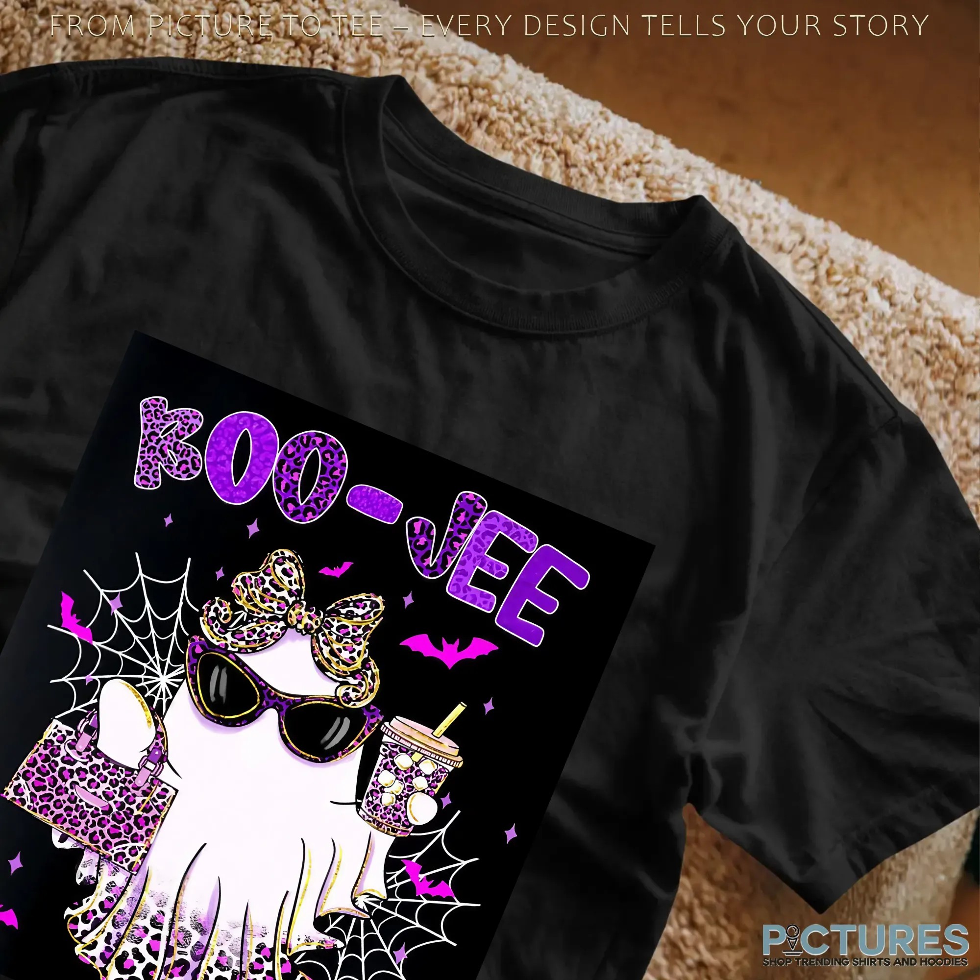 Preppy Leopard Ghost Boo Jee, Pink Halloween Coffee Ghost, Boujee Ghost, Spooky Season, Faux Glitter, Fall Pumpkin T Shirt