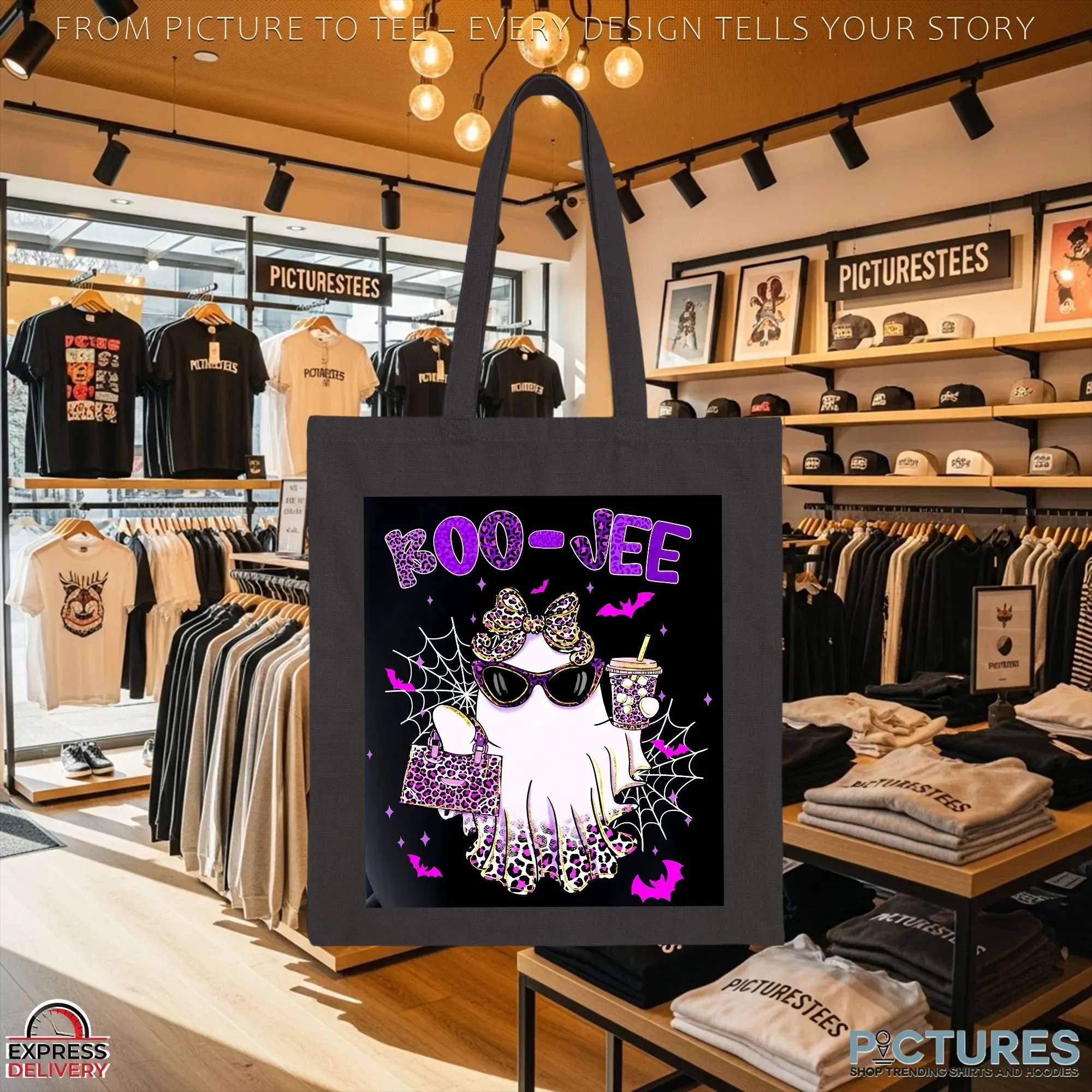 Preppy Leopard Ghost Boo Jee, Pink Halloween Coffee Ghost, Boujee Ghost, Spooky Season, Faux Glitter, Fall Pumpkin T Shirt
