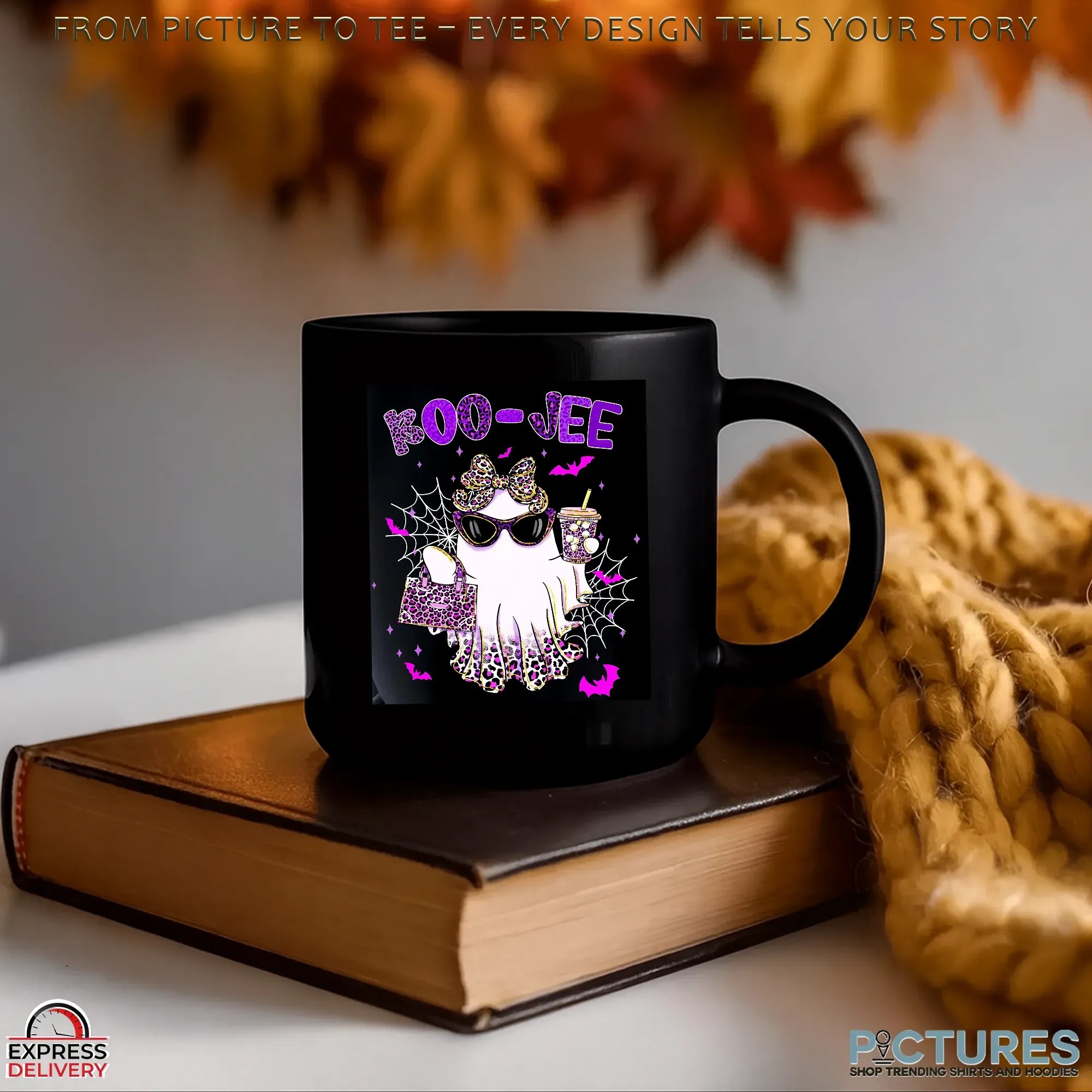 Preppy Leopard Ghost Boo Jee, Pink Halloween Coffee Ghost, Boujee Ghost, Spooky Season, Faux Glitter, Fall Pumpkin T Shirt