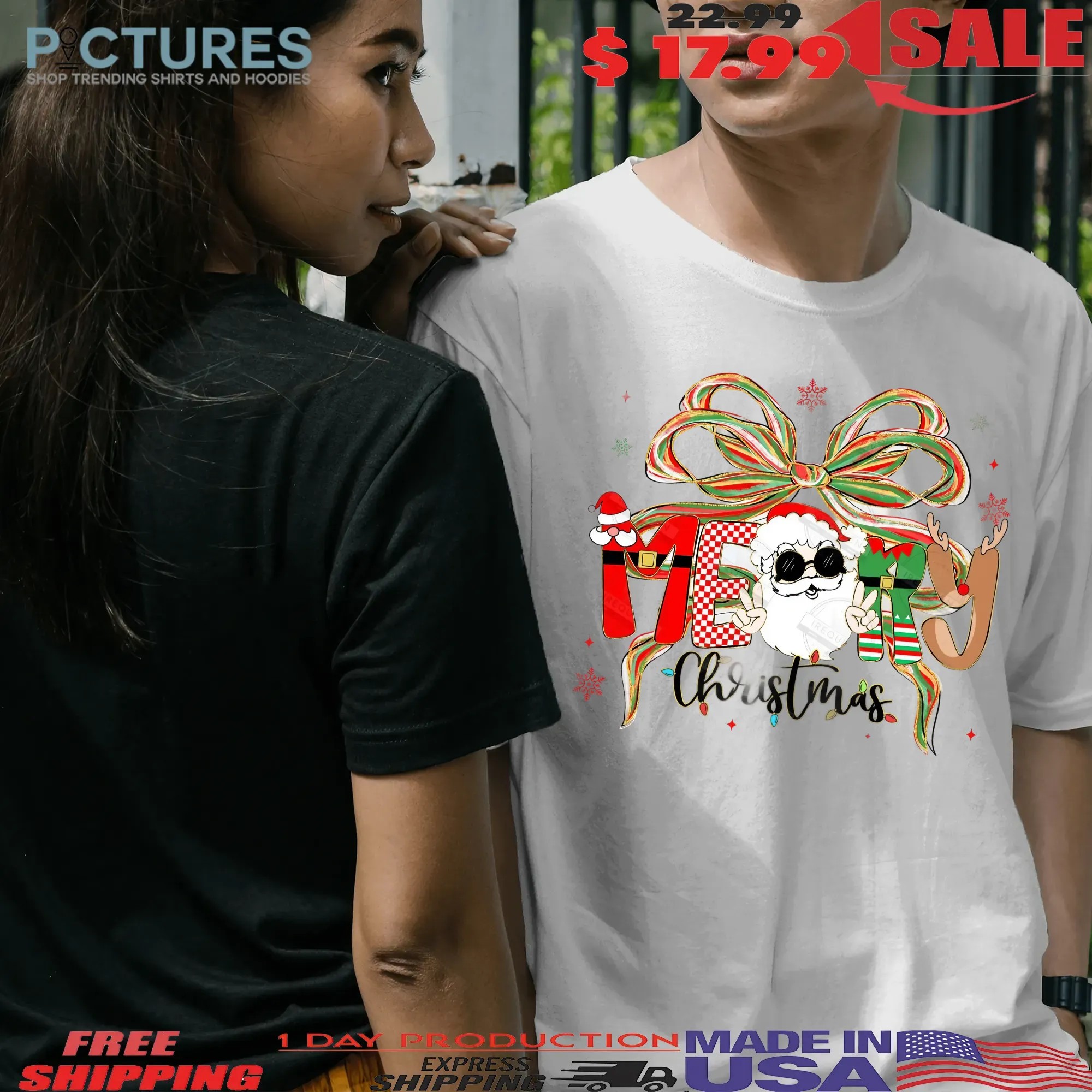 Preppy Santa Clause, Glitter Santa Claus Design, Santa Christmas T Shirt