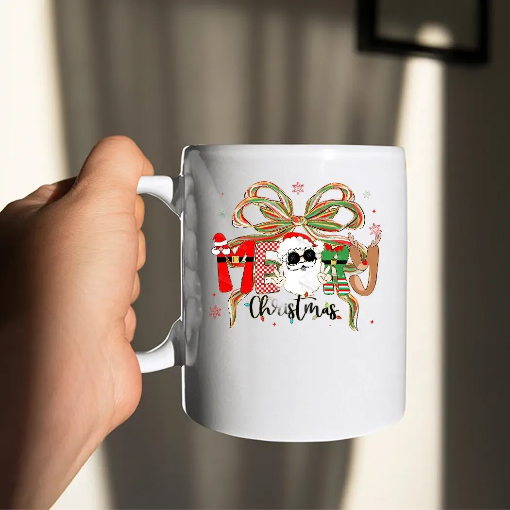 Preppy Santa Clause, Glitter Santa Claus Design, Santa Christmas T Shirt