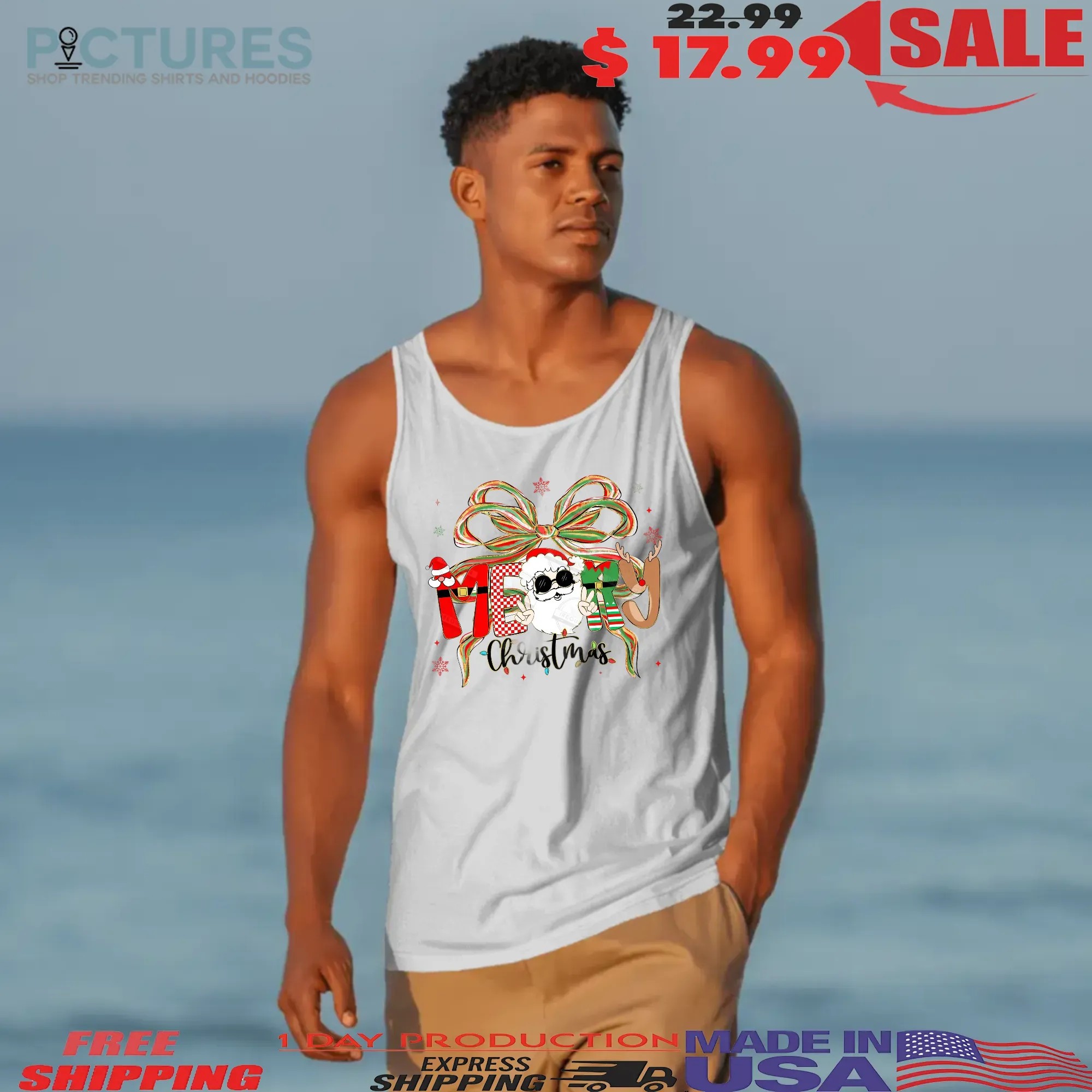 Preppy Santa Clause, Glitter Santa Claus Design, Santa Christmas T Shirt