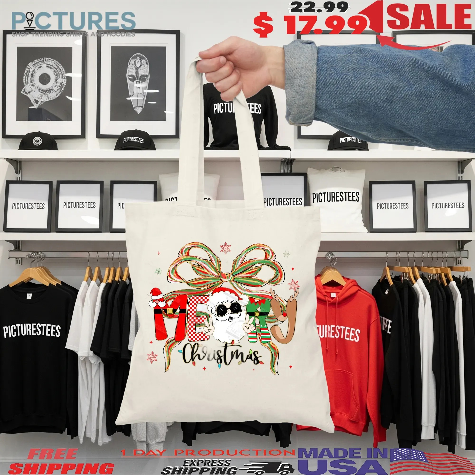 Preppy Santa Clause, Glitter Santa Claus Design, Santa Christmas T Shirt