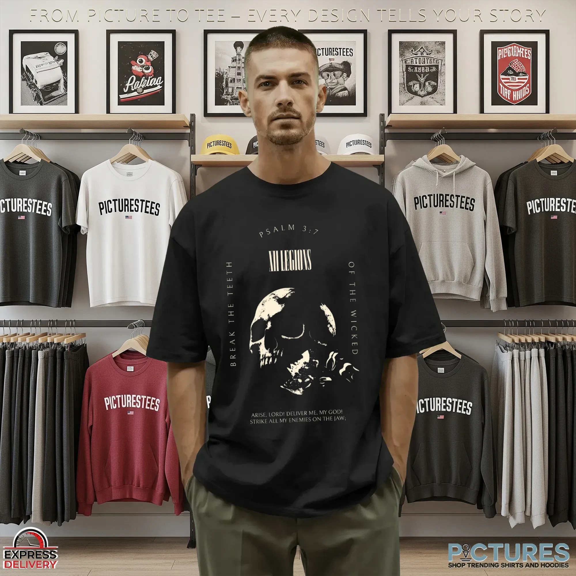 Psalm 3 7 Break The Teeth Of The Wicked Skull T Shirt