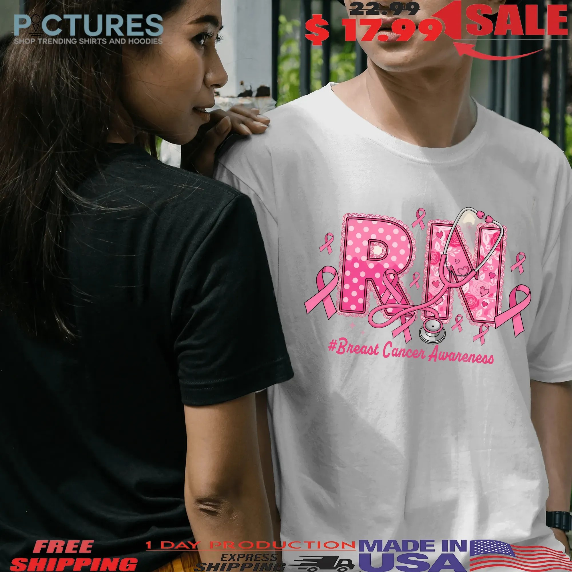 RN Nurse Registered Nurse Breast Cancer Awareness T Shirt