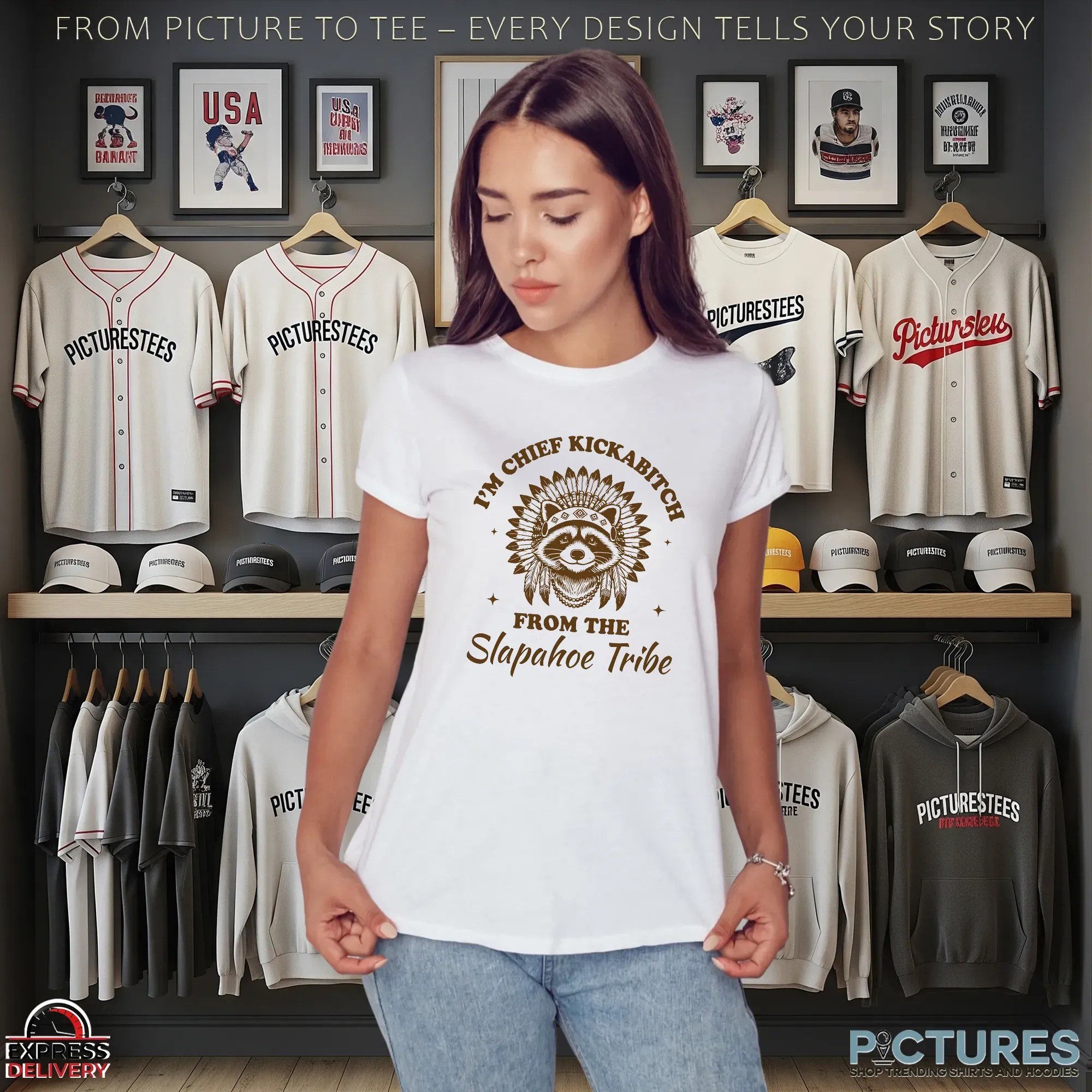 Raccoon I'm Chief Kickabitch From The Slapahoe Tribe Native American T Shirt