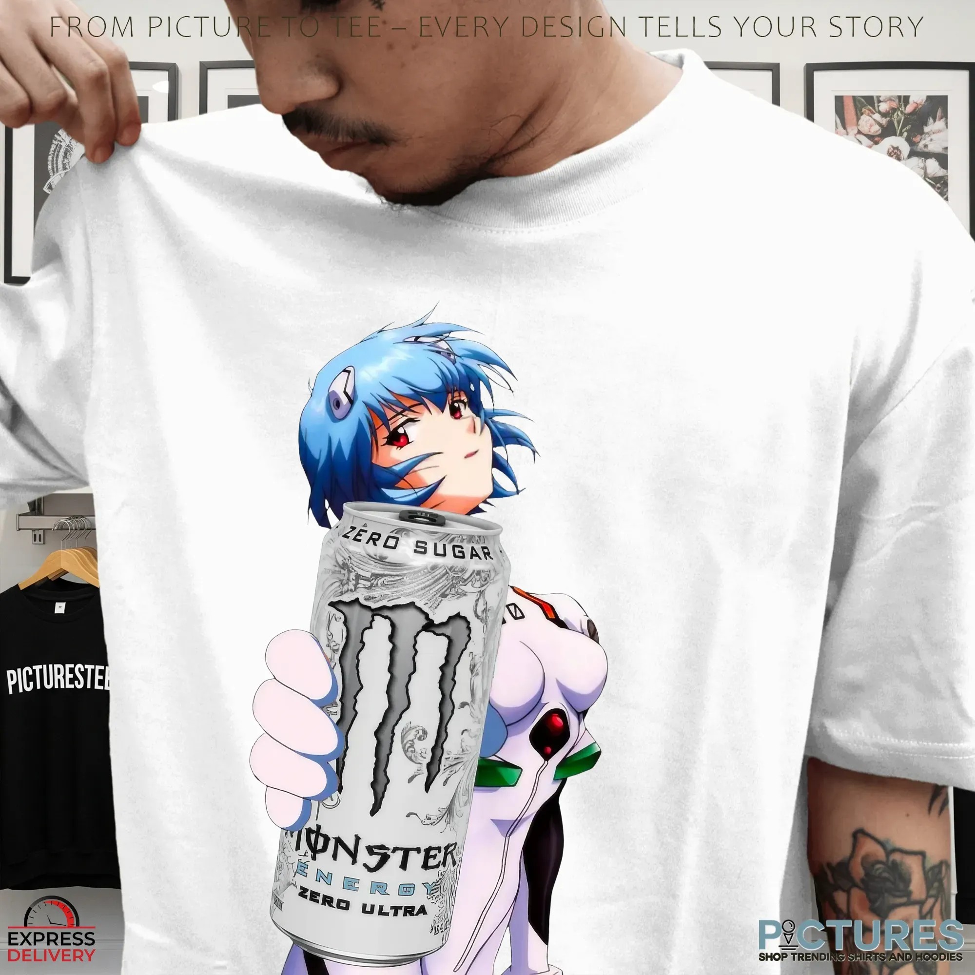 Rei Ayanami Monster Energy Neon Genesis Evangelion Anime Mashup T Shirt