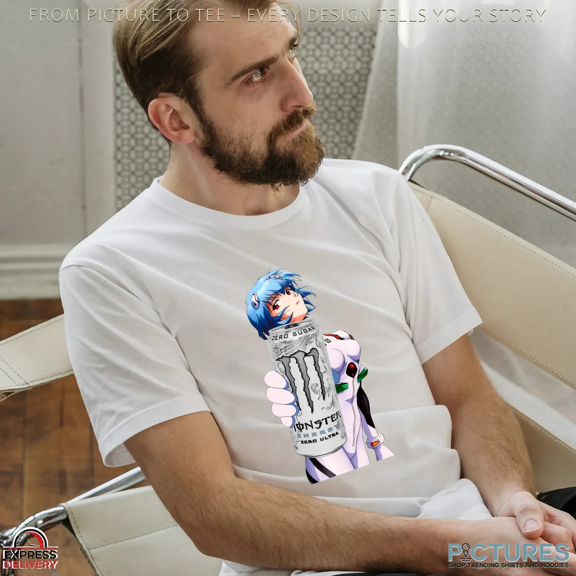 Rei Ayanami Monster Energy Neon Genesis Evangelion Anime Mashup T Shirt